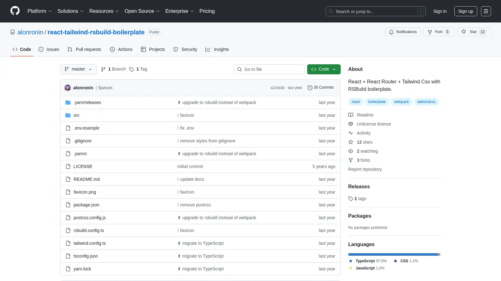 React Tailwind Rsbuild Boilerplate screenshot