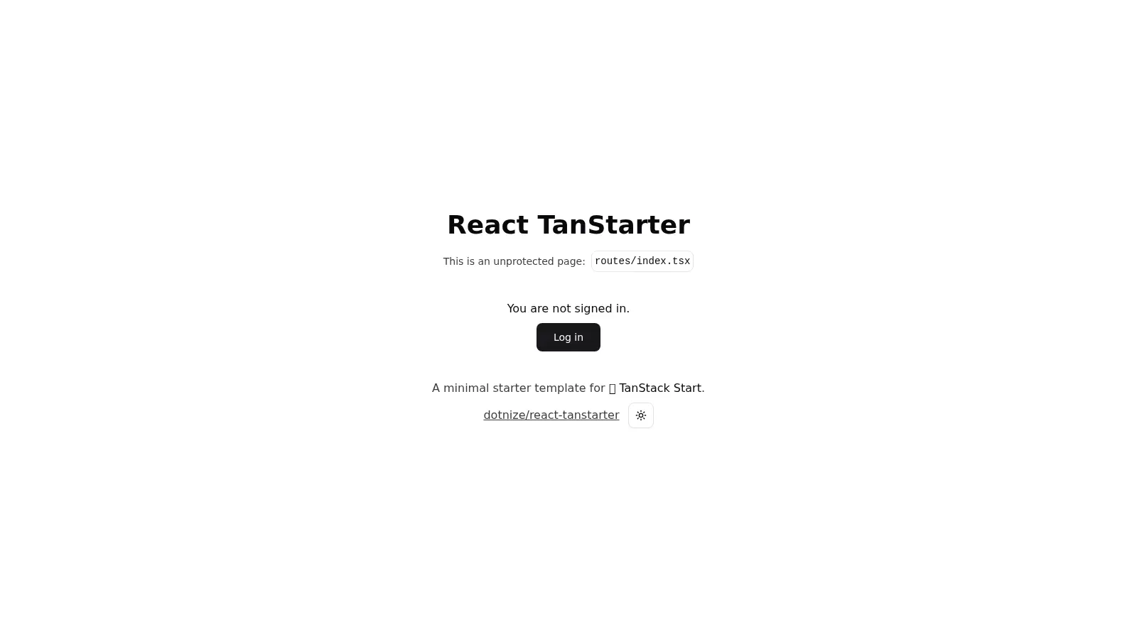 React Tanstarter screenshot