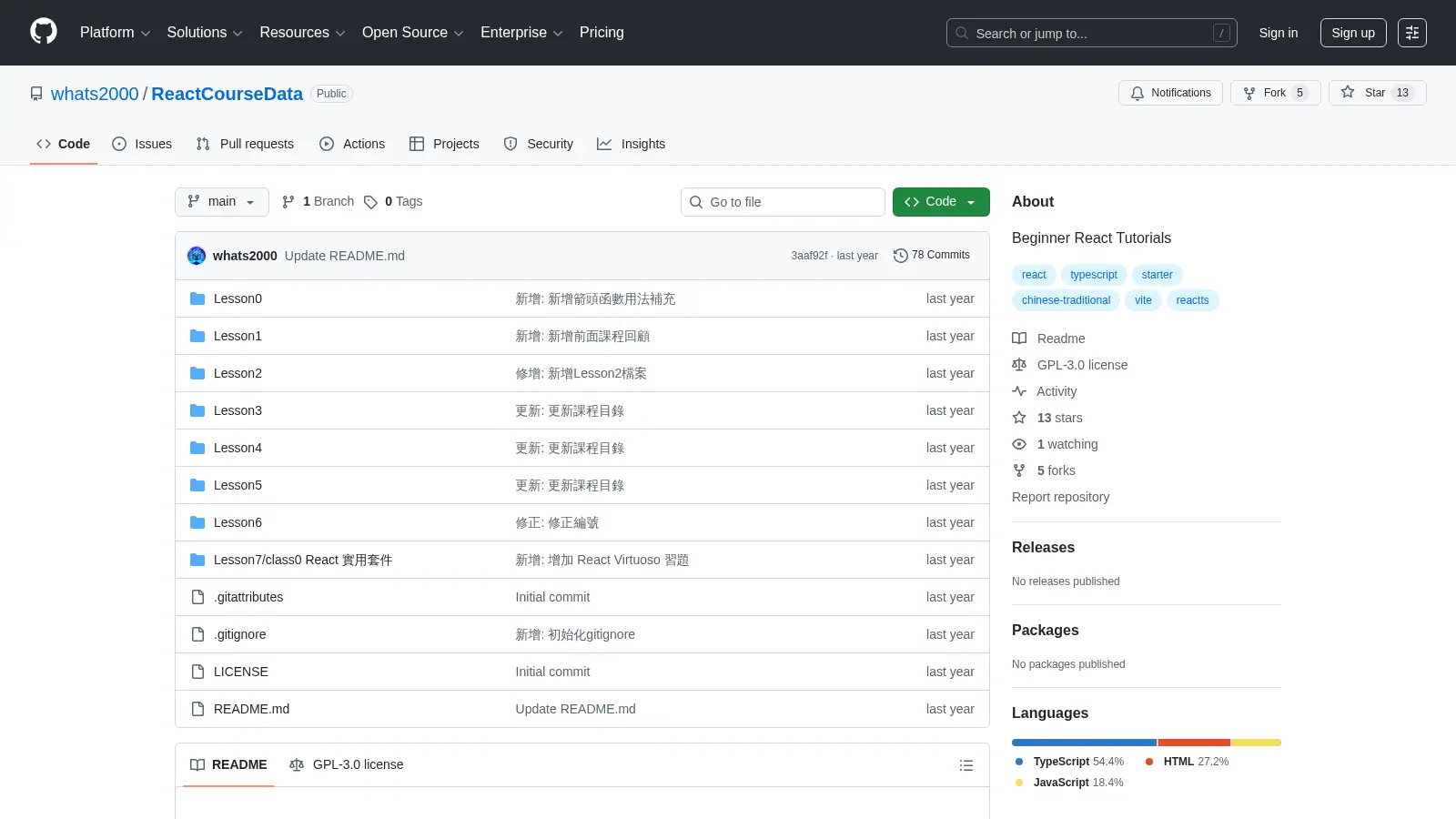 Reactcoursedata screenshot
