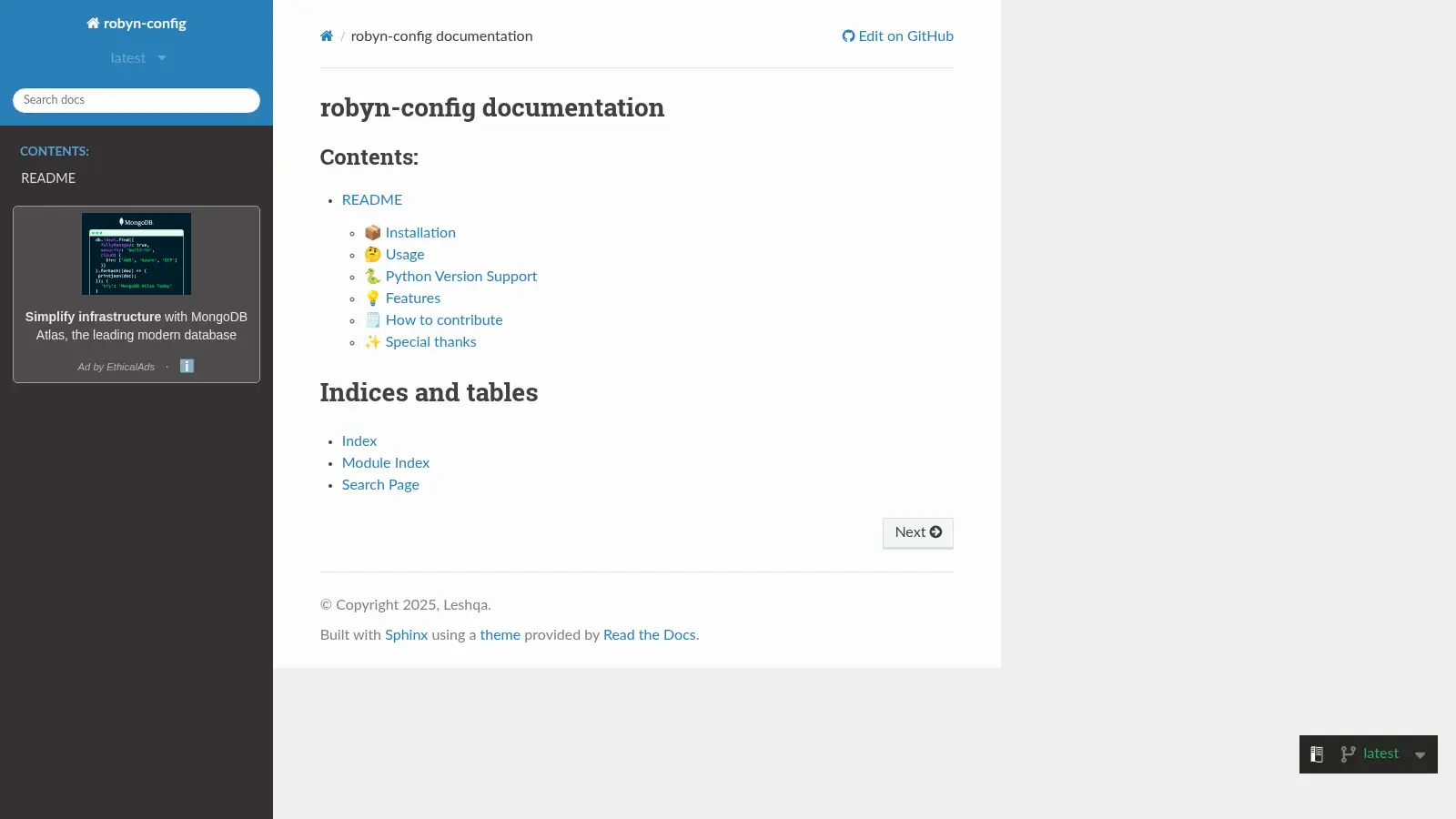 Robyn Config screenshot