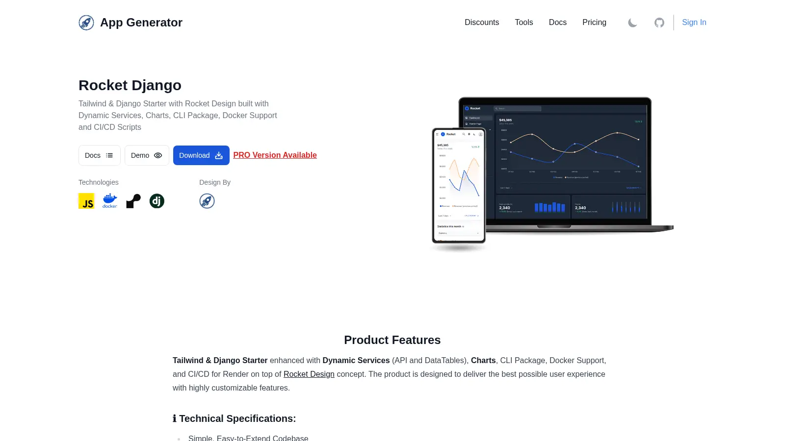 Rocket Django screenshot