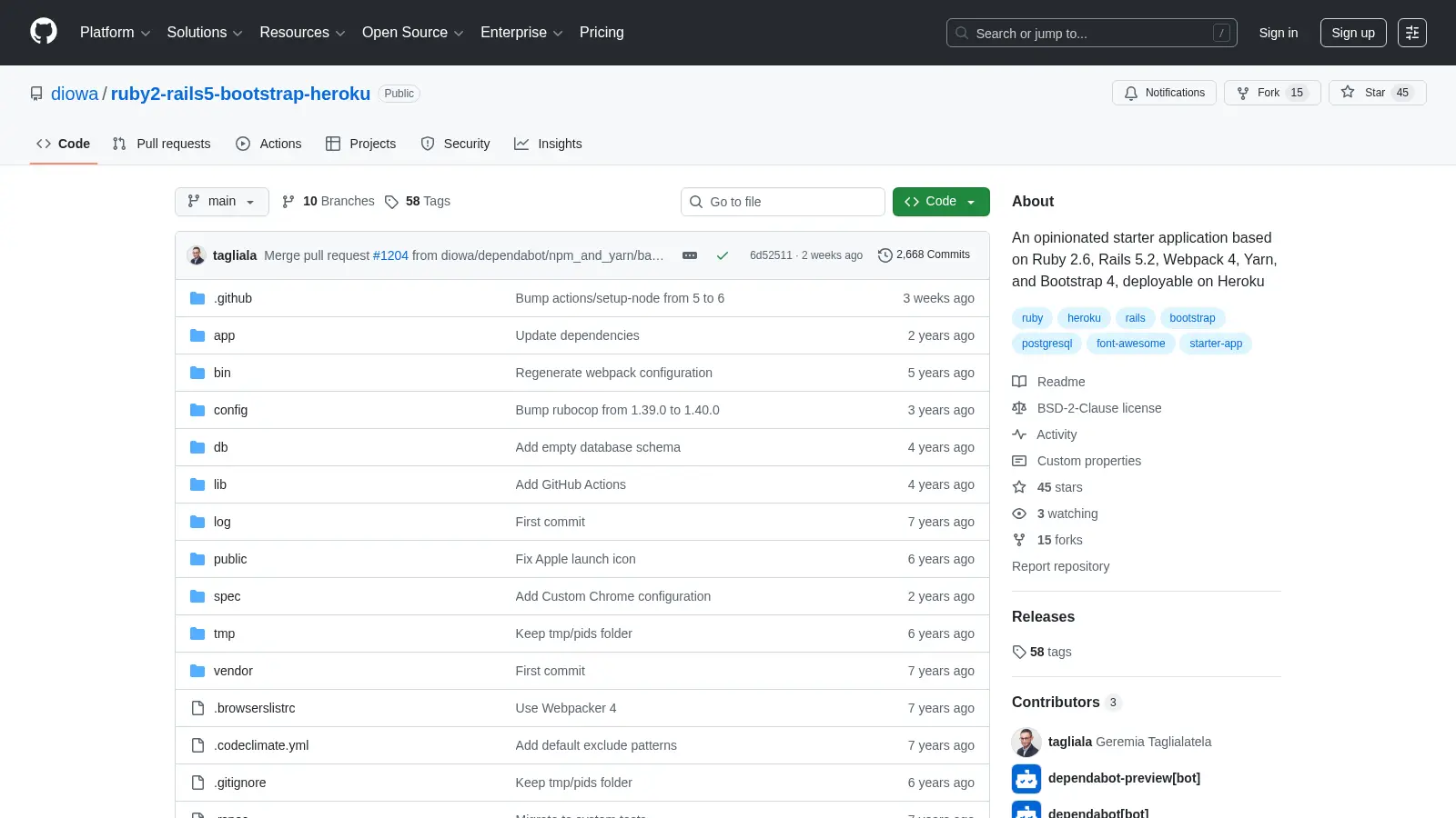 Ruby2 Rails5 Bootstrap Heroku screenshot