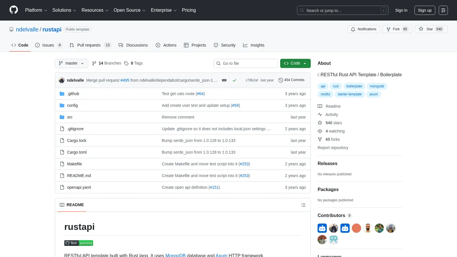 Rustapi screenshot