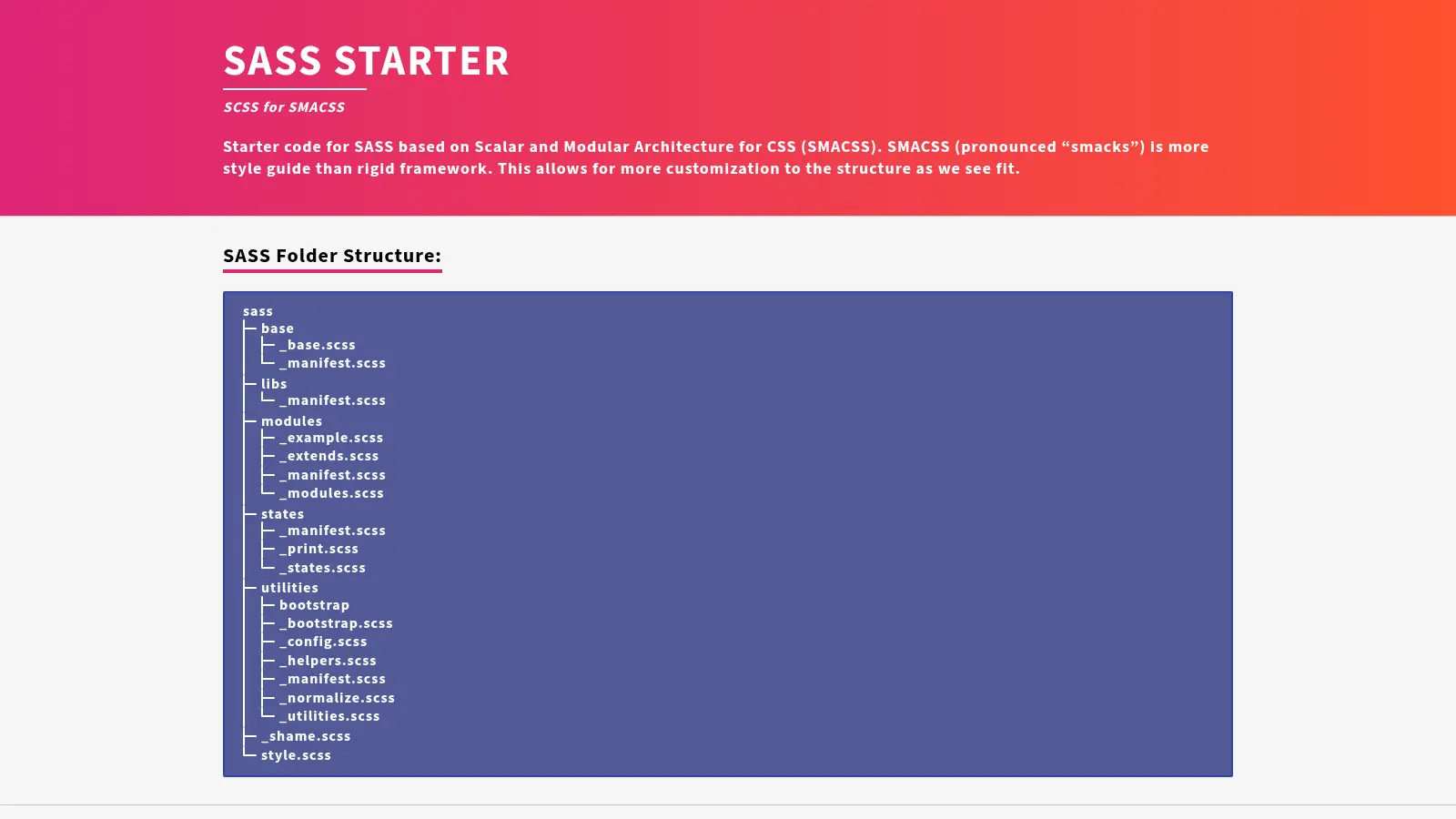 Sass Starter screenshot