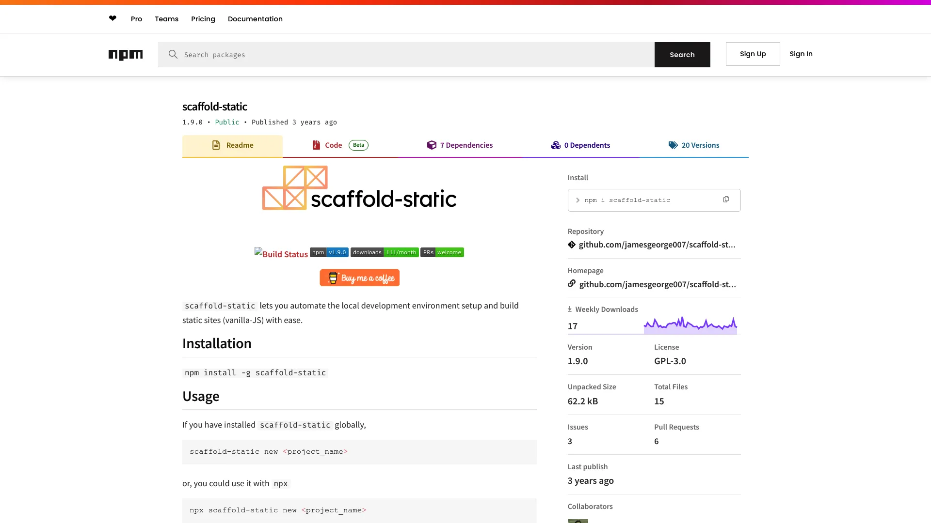 Scaffold Static screenshot