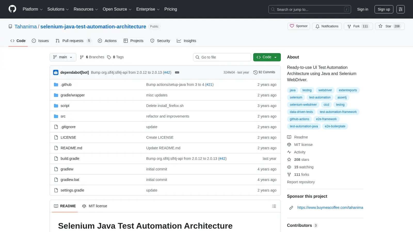 Selenium Java Test Automation Architecture screenshot