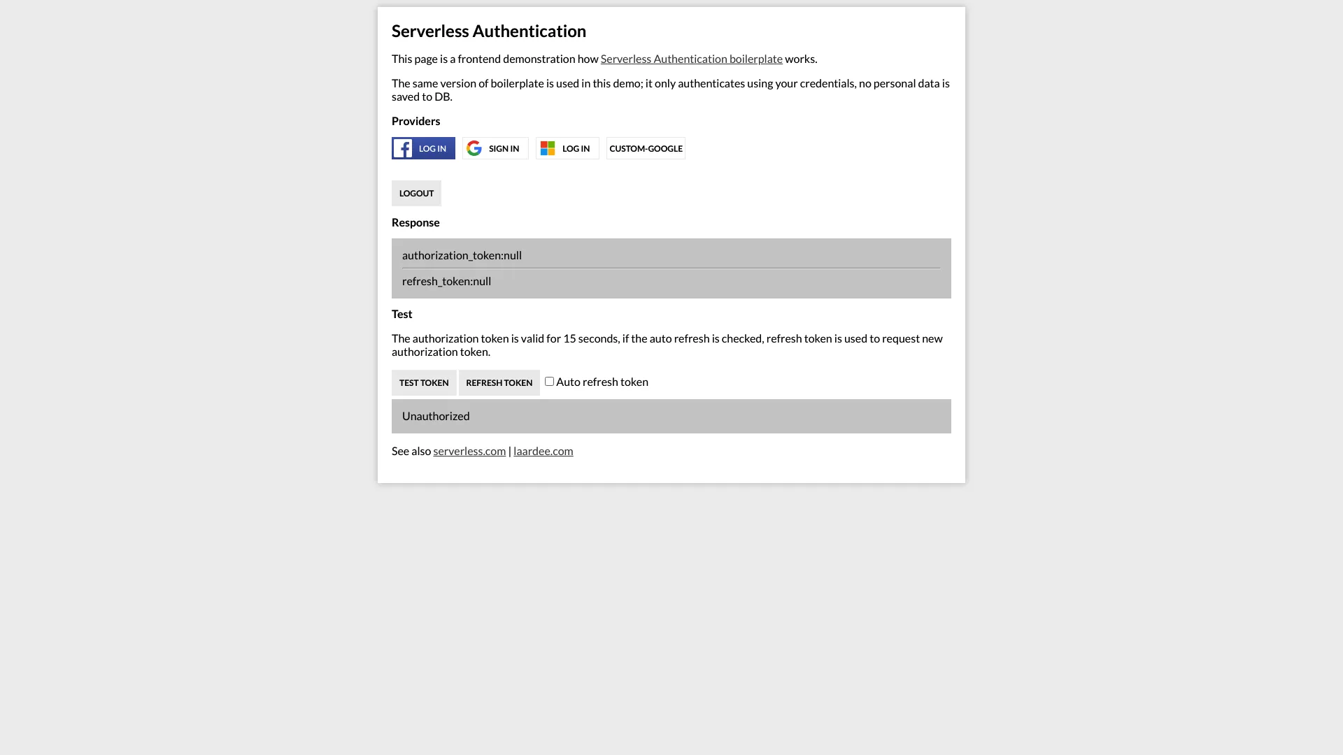 Serverless Authentication Boilerplate screenshot