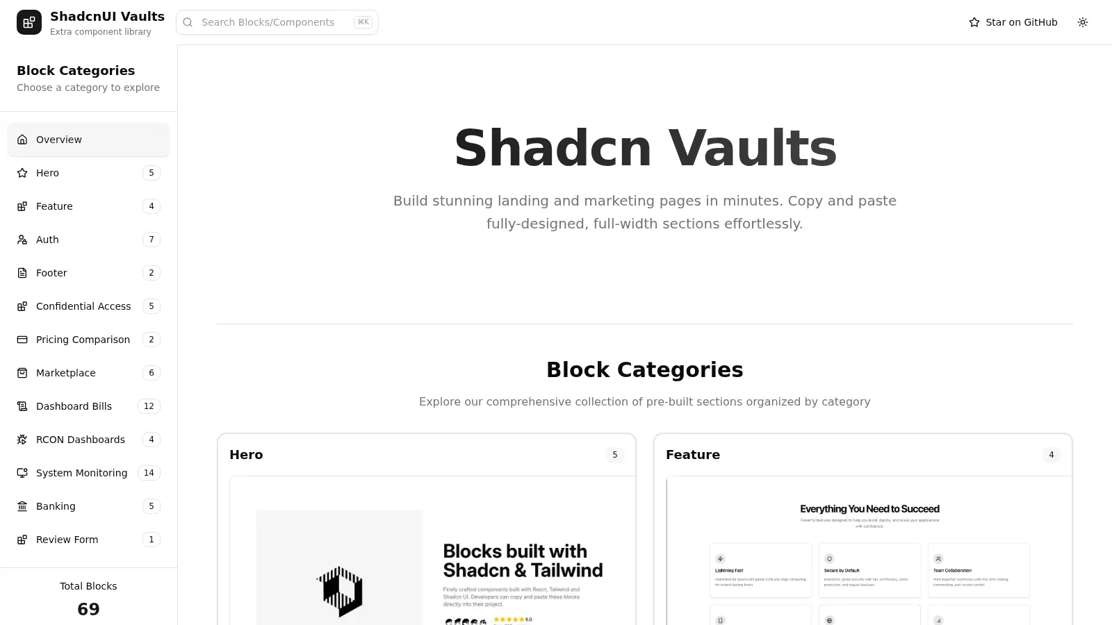 Shadcnvaults screenshot