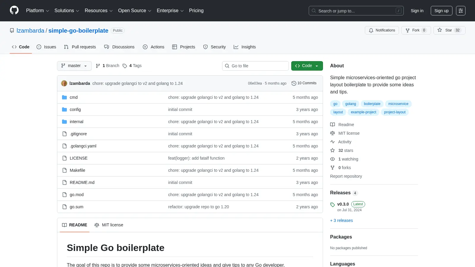 Simple Go Boilerplate screenshot
