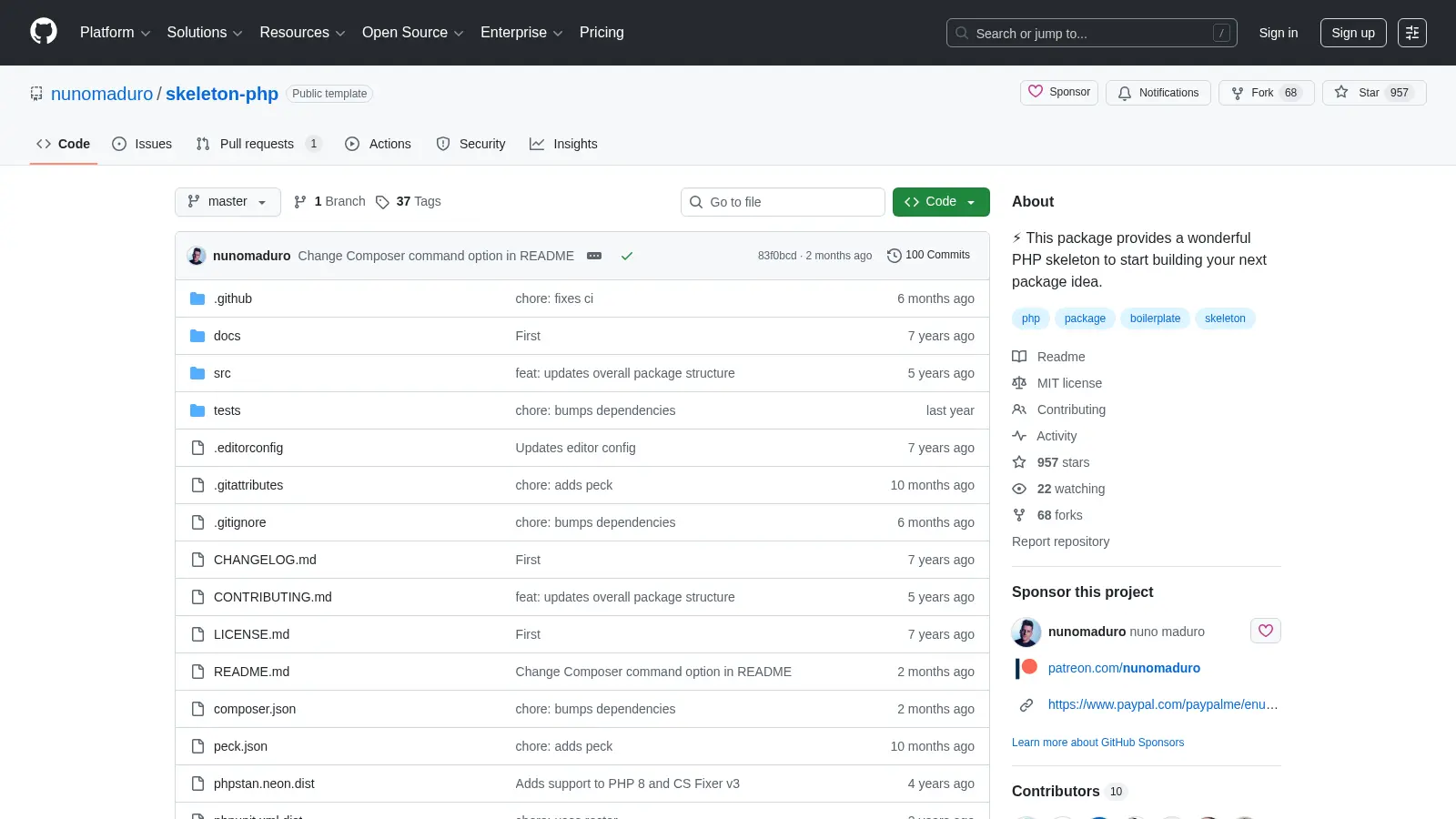 Skeleton Php screenshot