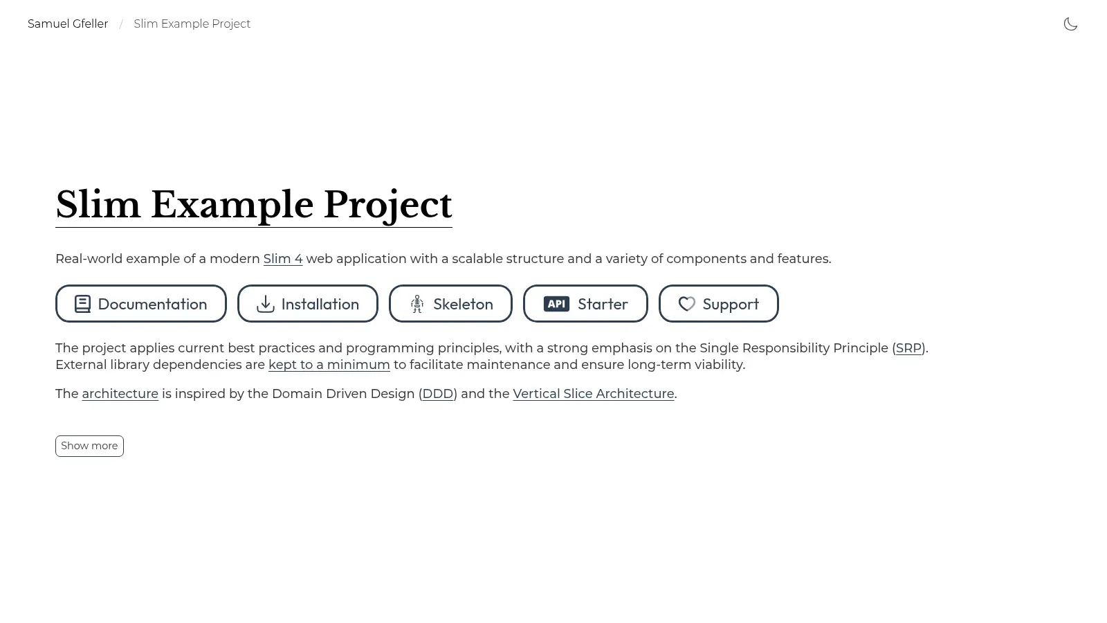Slim Example Project screenshot