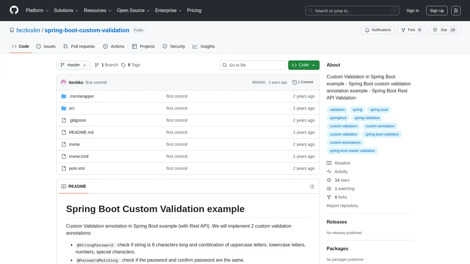 Spring Boot Custom Validation screenshot