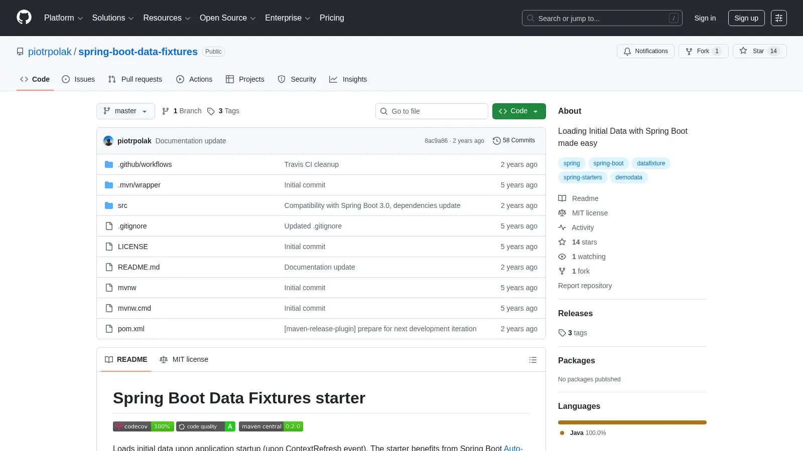Spring Boot Data Fixtures screenshot