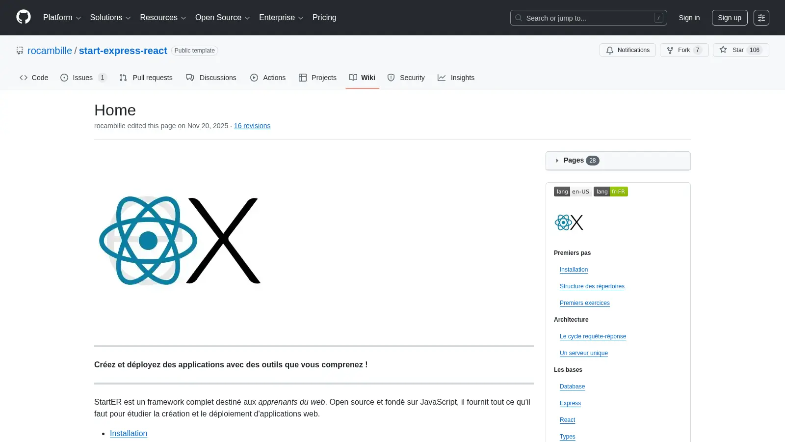 Start Express React screenshot