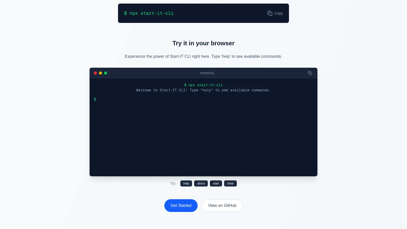 Start It Cli screenshot