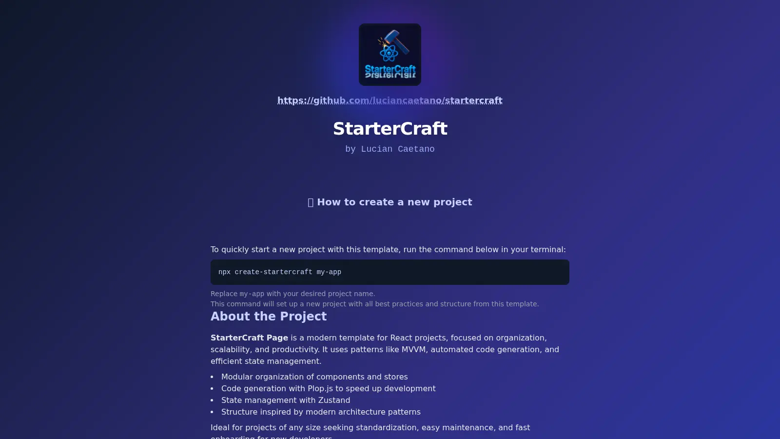 Startercraft screenshot