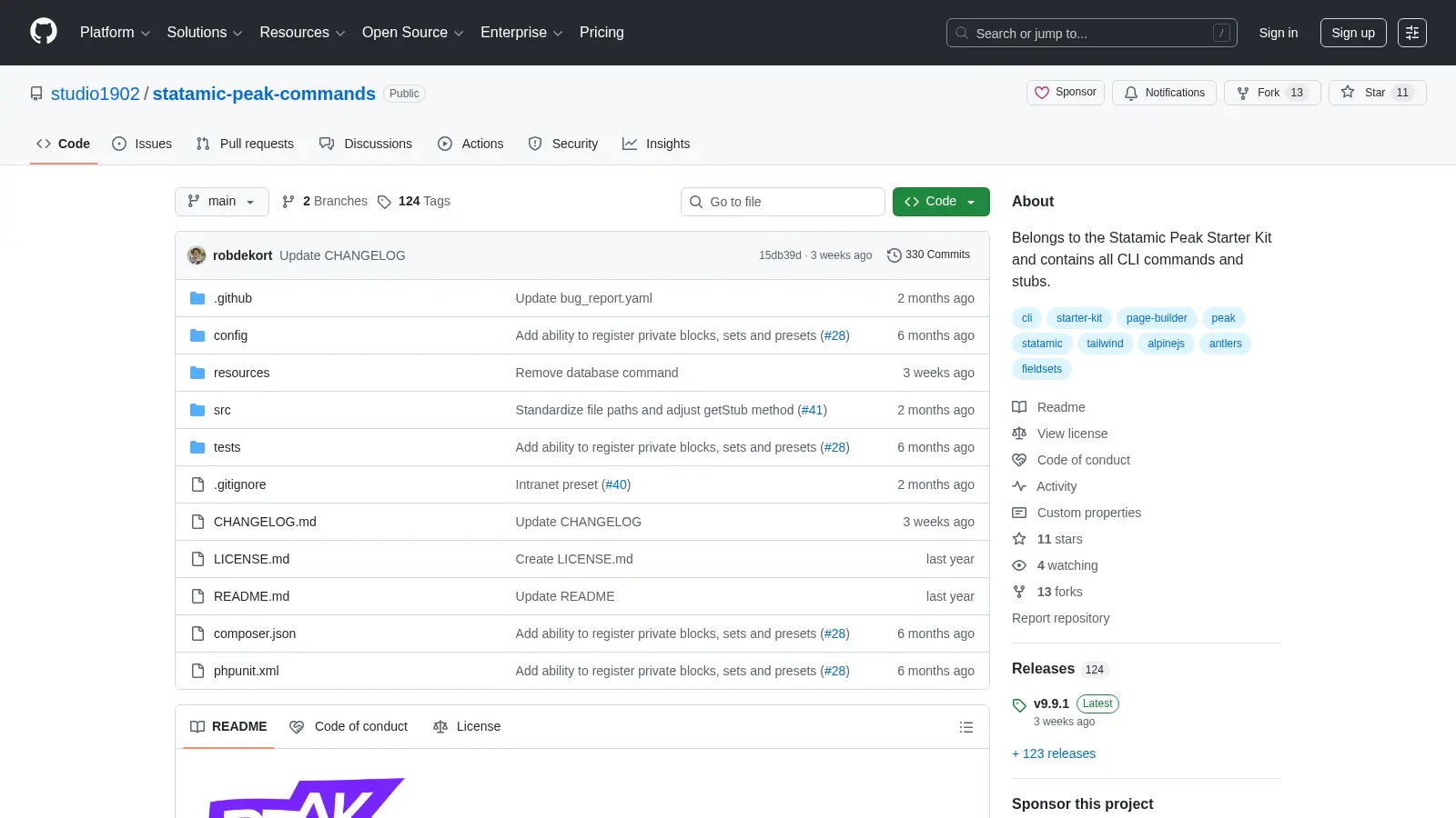 Statamic Peak Commands screenshot