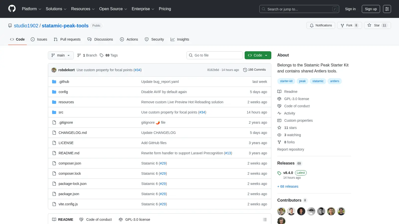 Statamic Peak Tools screenshot