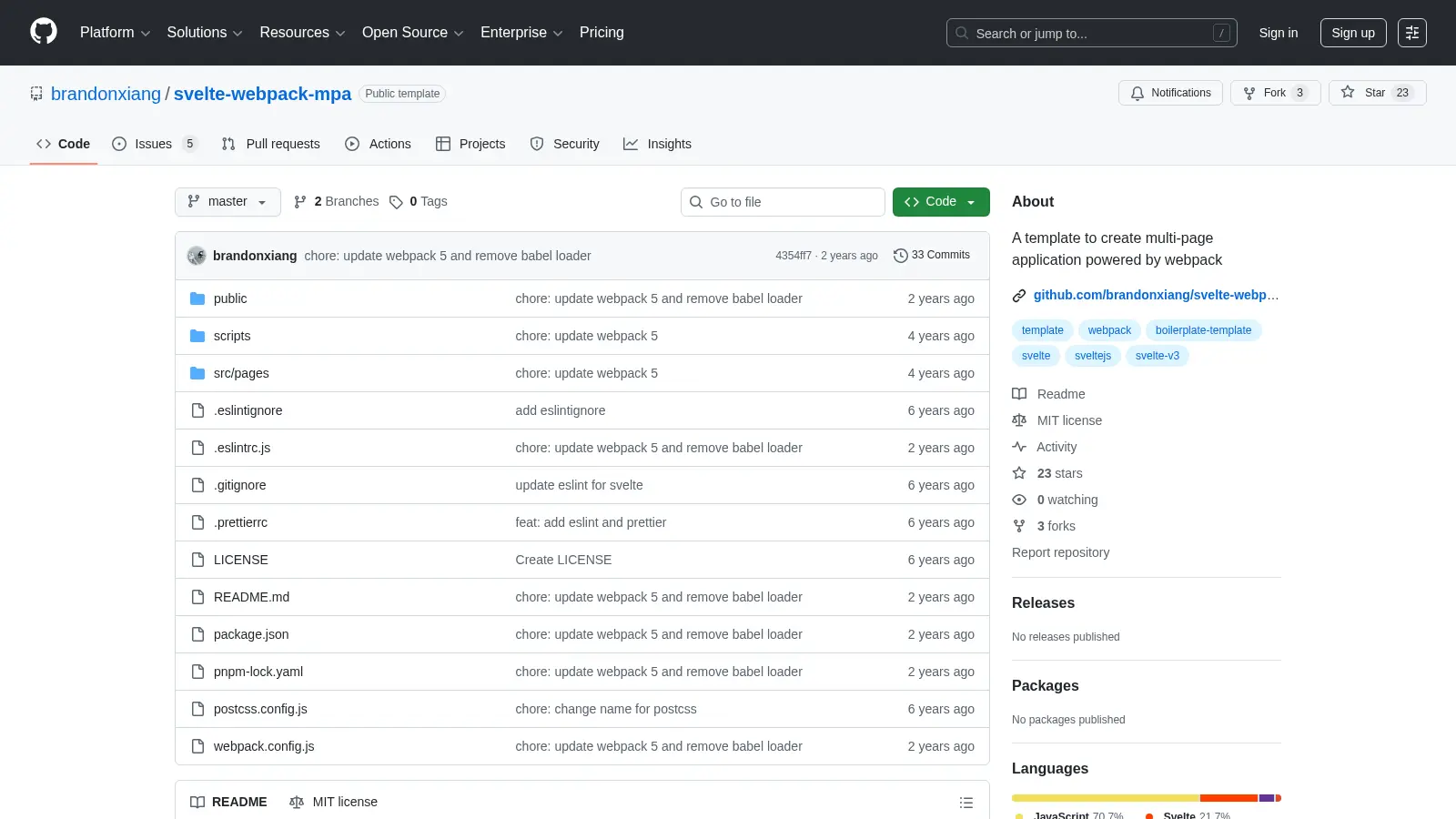 Svelte Webpack Mpa screenshot