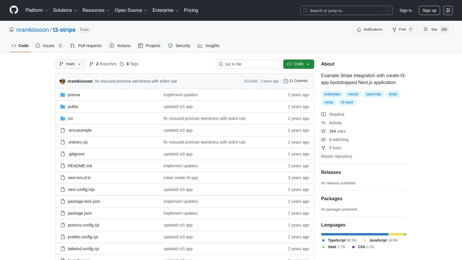 T3 Stripe screenshot