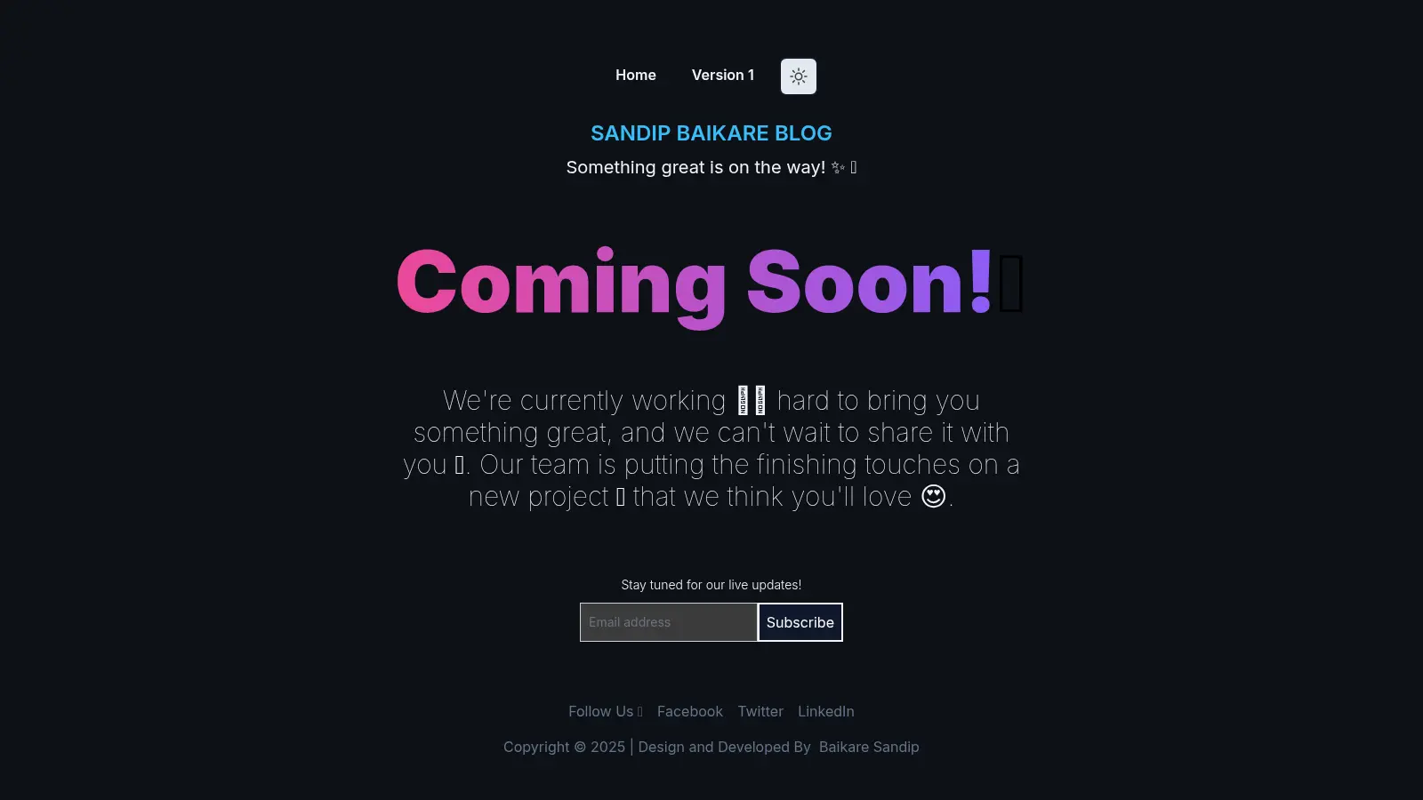 Tailwind Nextjs Comming Soon screenshot