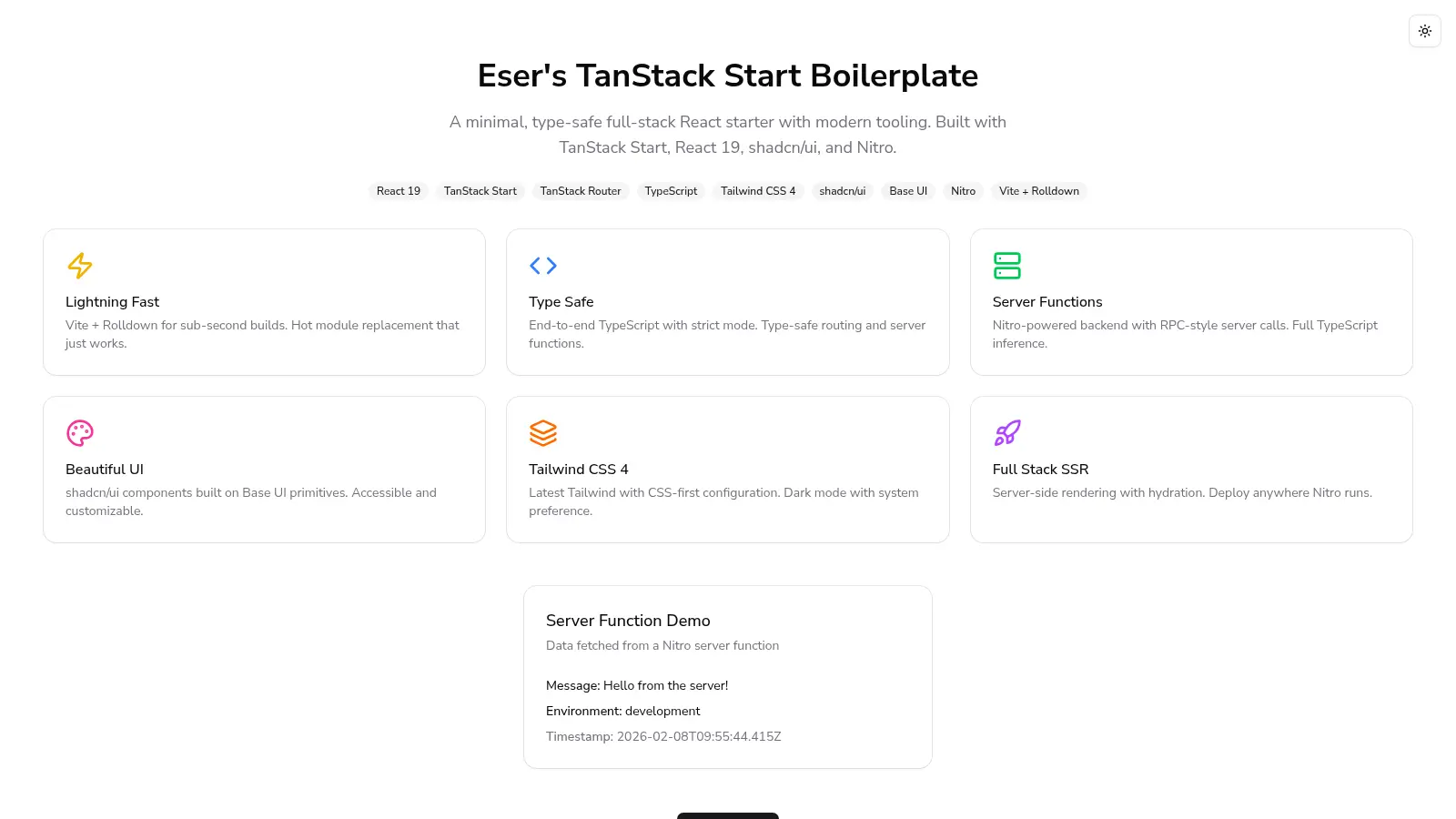Tanstack Start Boilerplate Eser screenshot