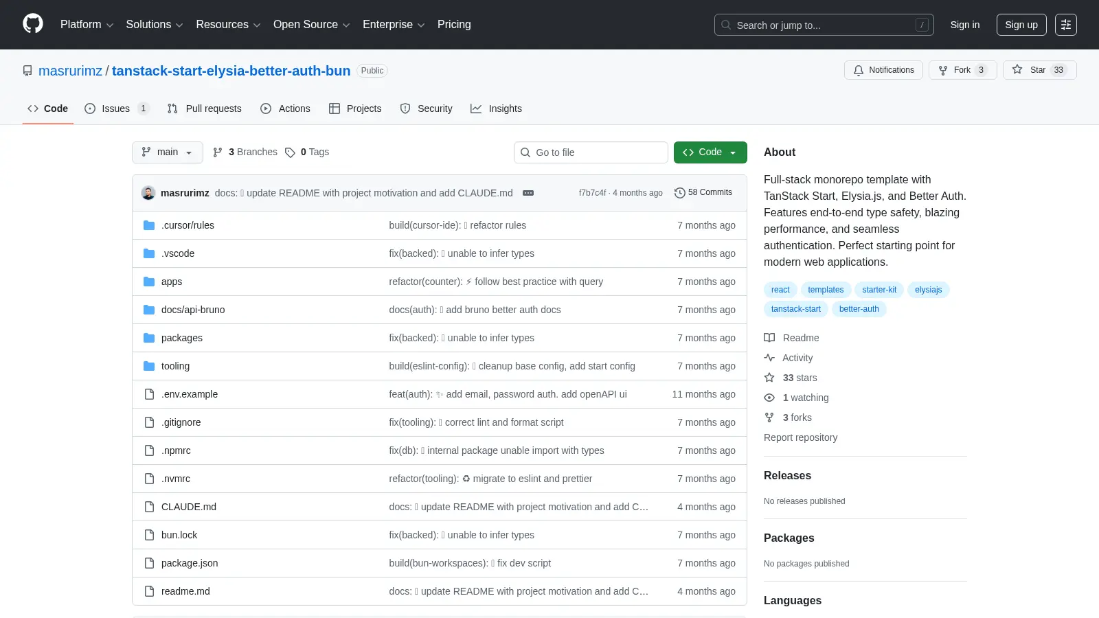 Tanstack Start Elysia Better Auth Bun screenshot