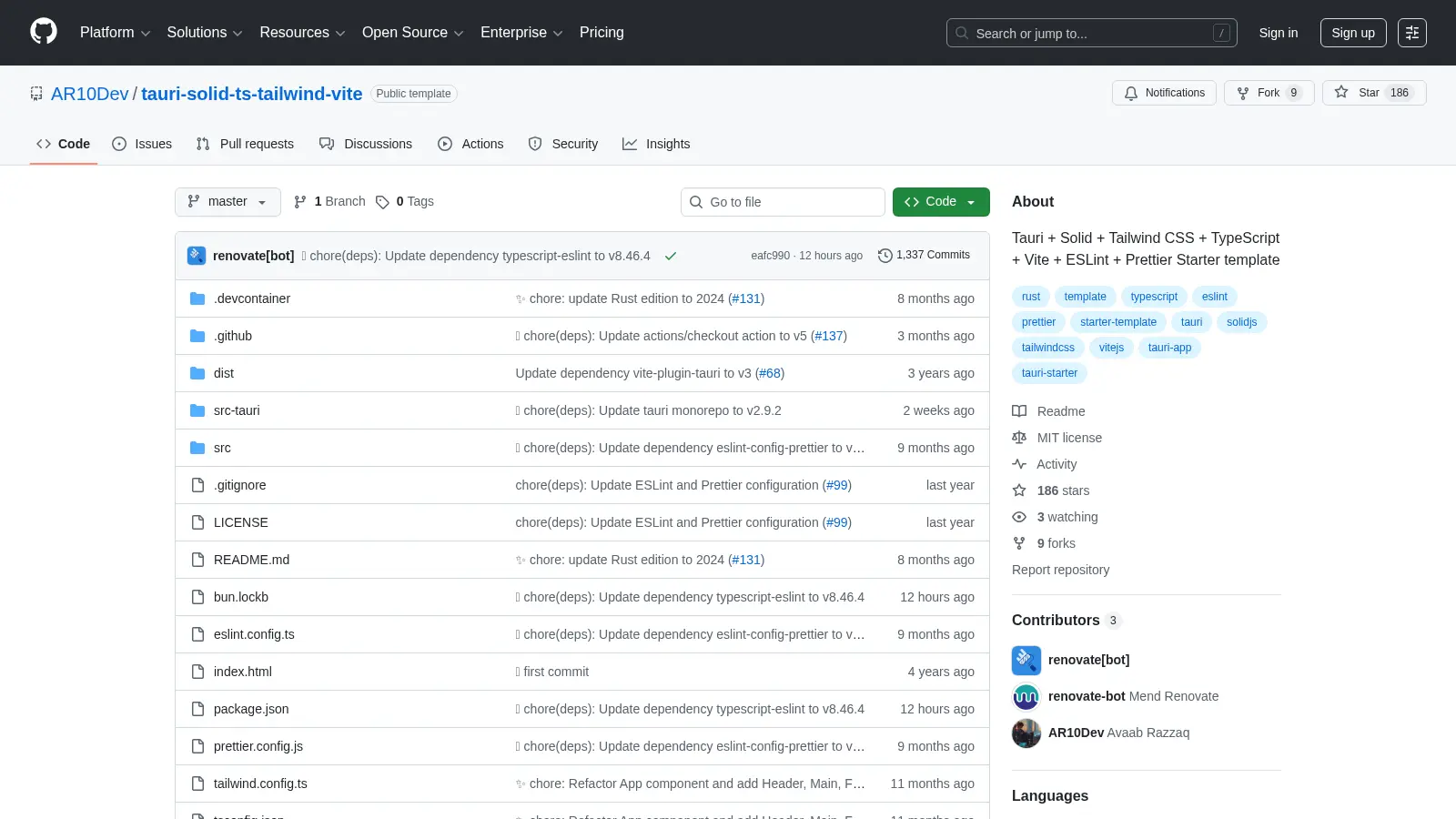Tauri Solid Ts Tailwind Vite screenshot