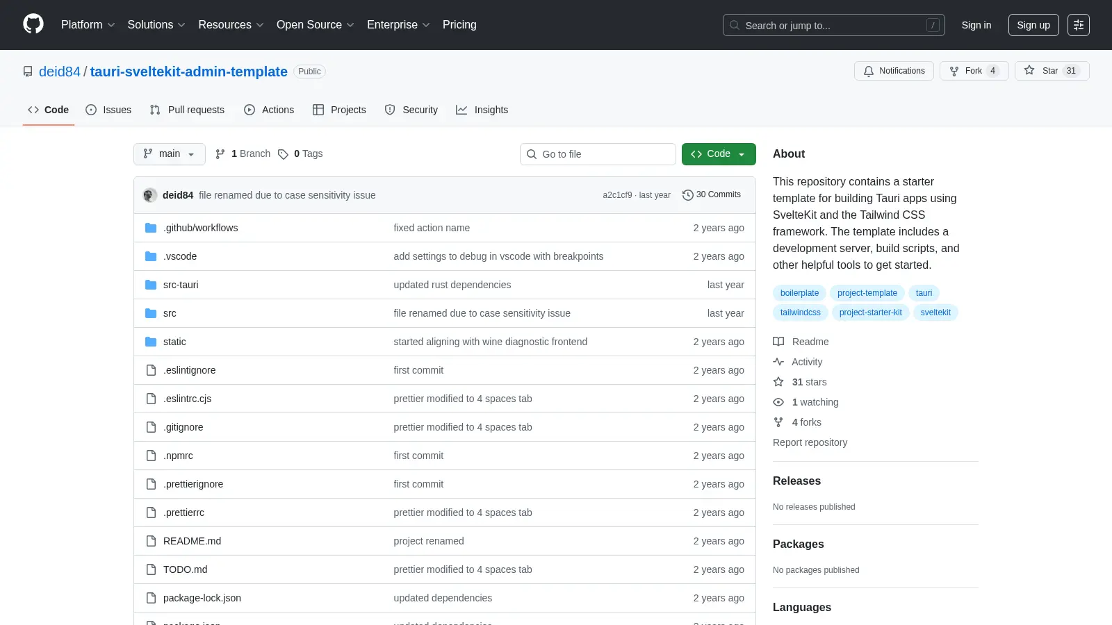 Tauri Sveltekit Admin Template screenshot