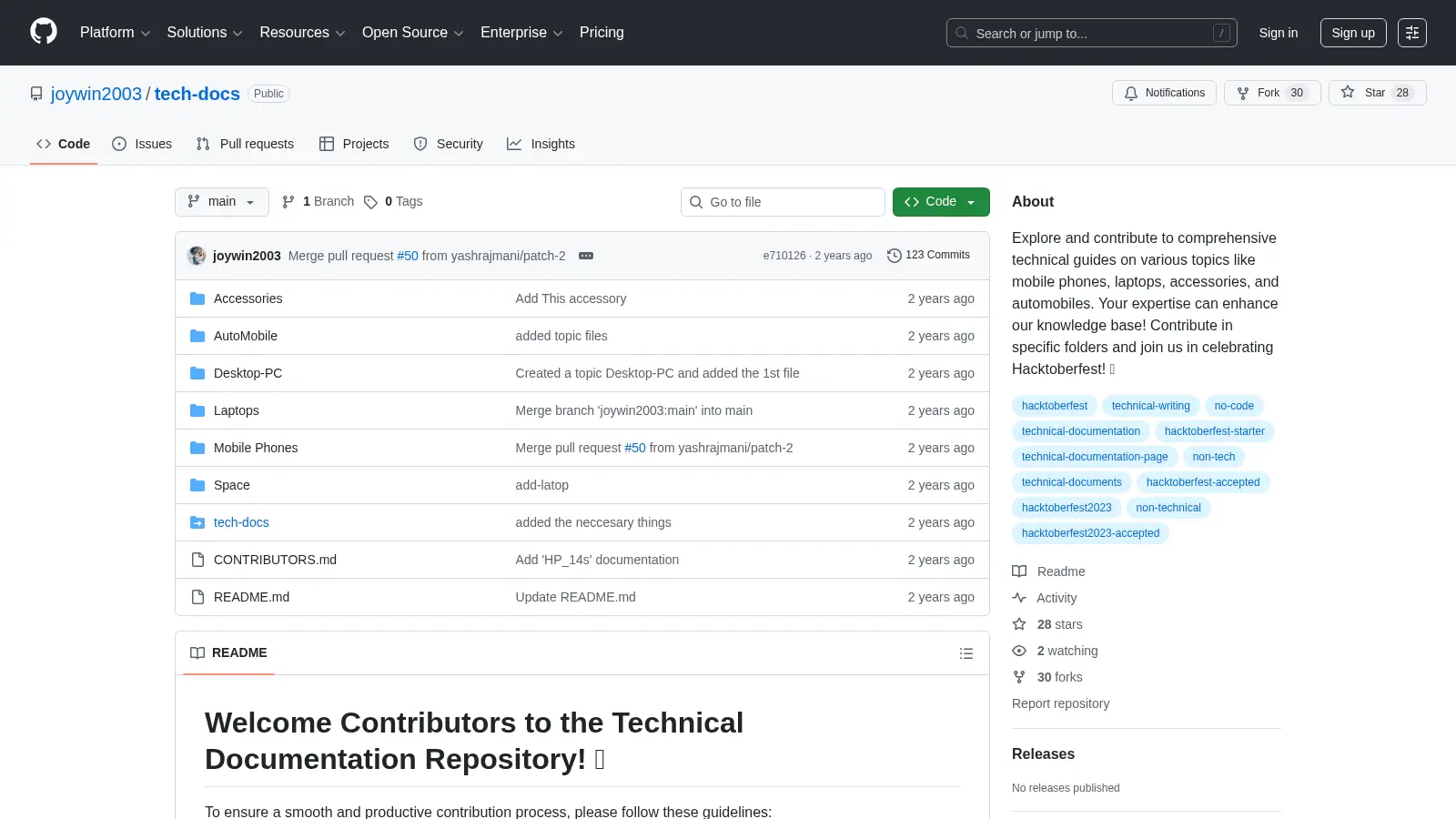 Tech Docs screenshot