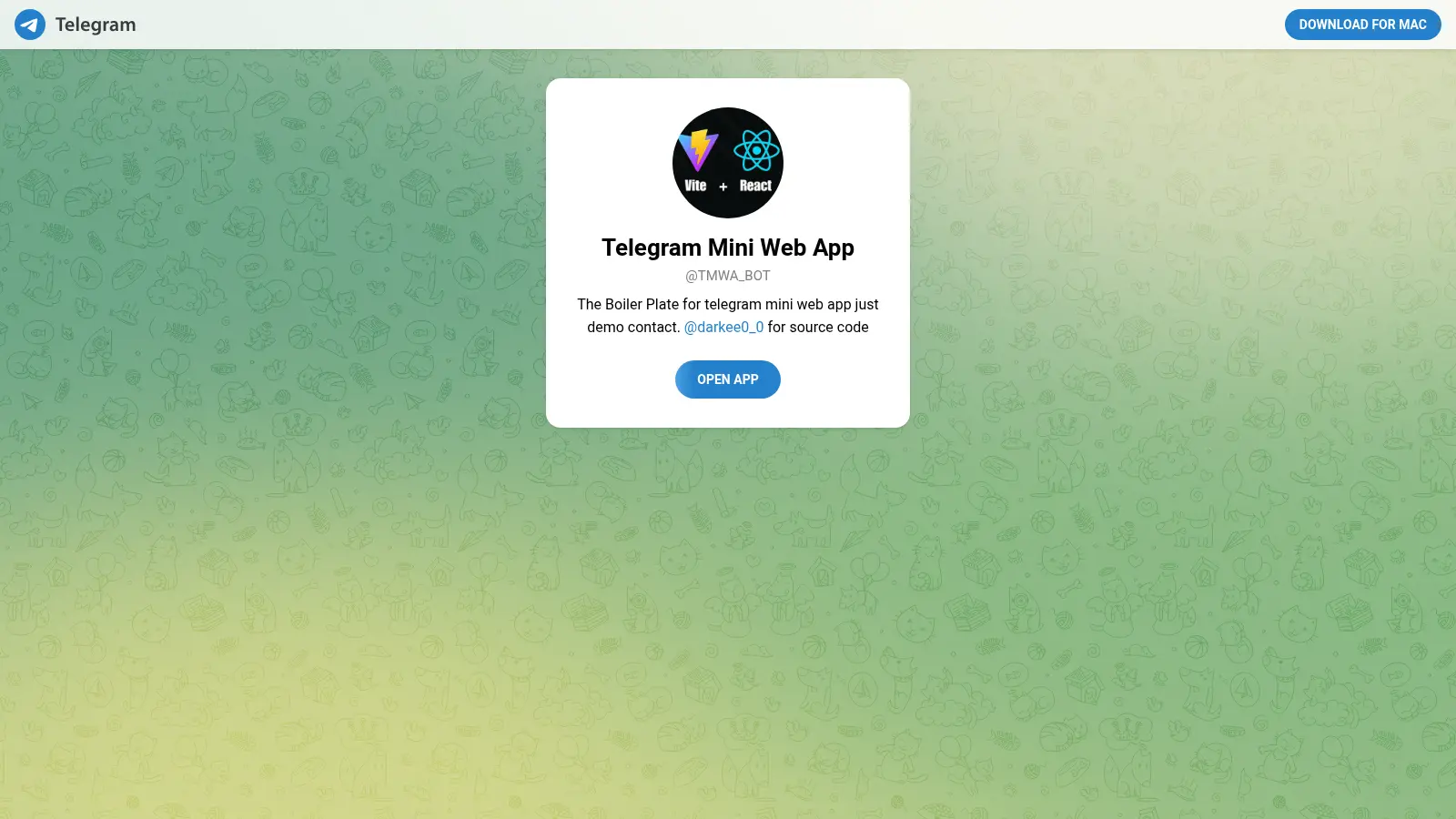 Telegram Miniapp Boilerplate screenshot