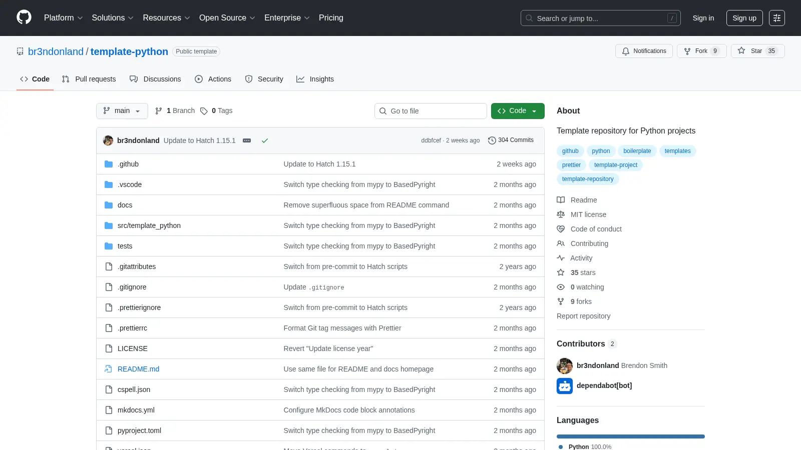 Template Python screenshot