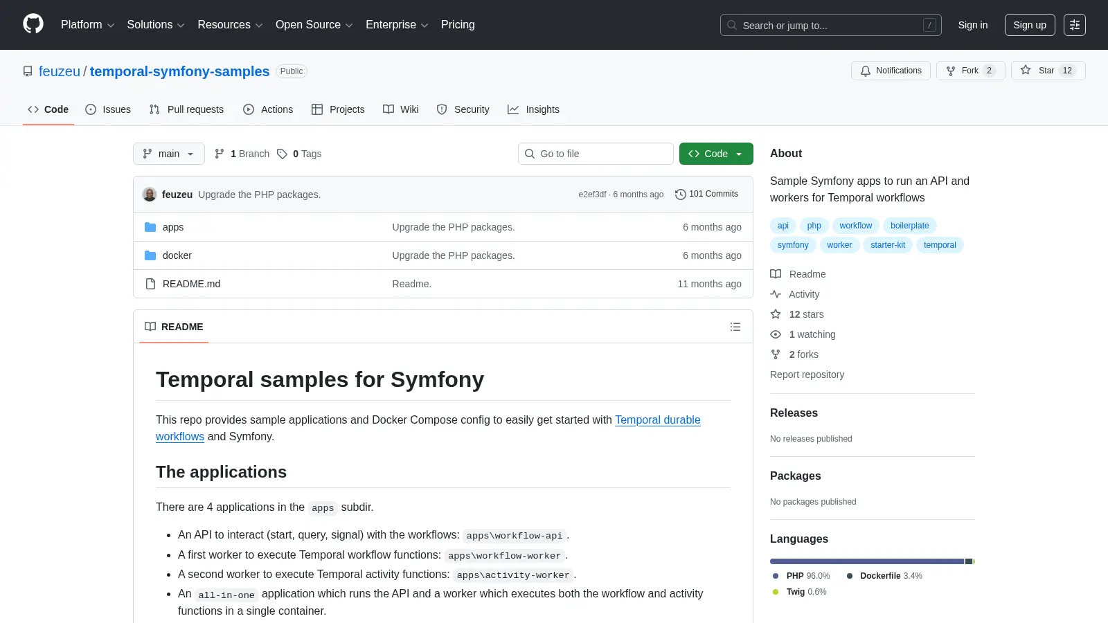 Temporal Symfony Samples screenshot