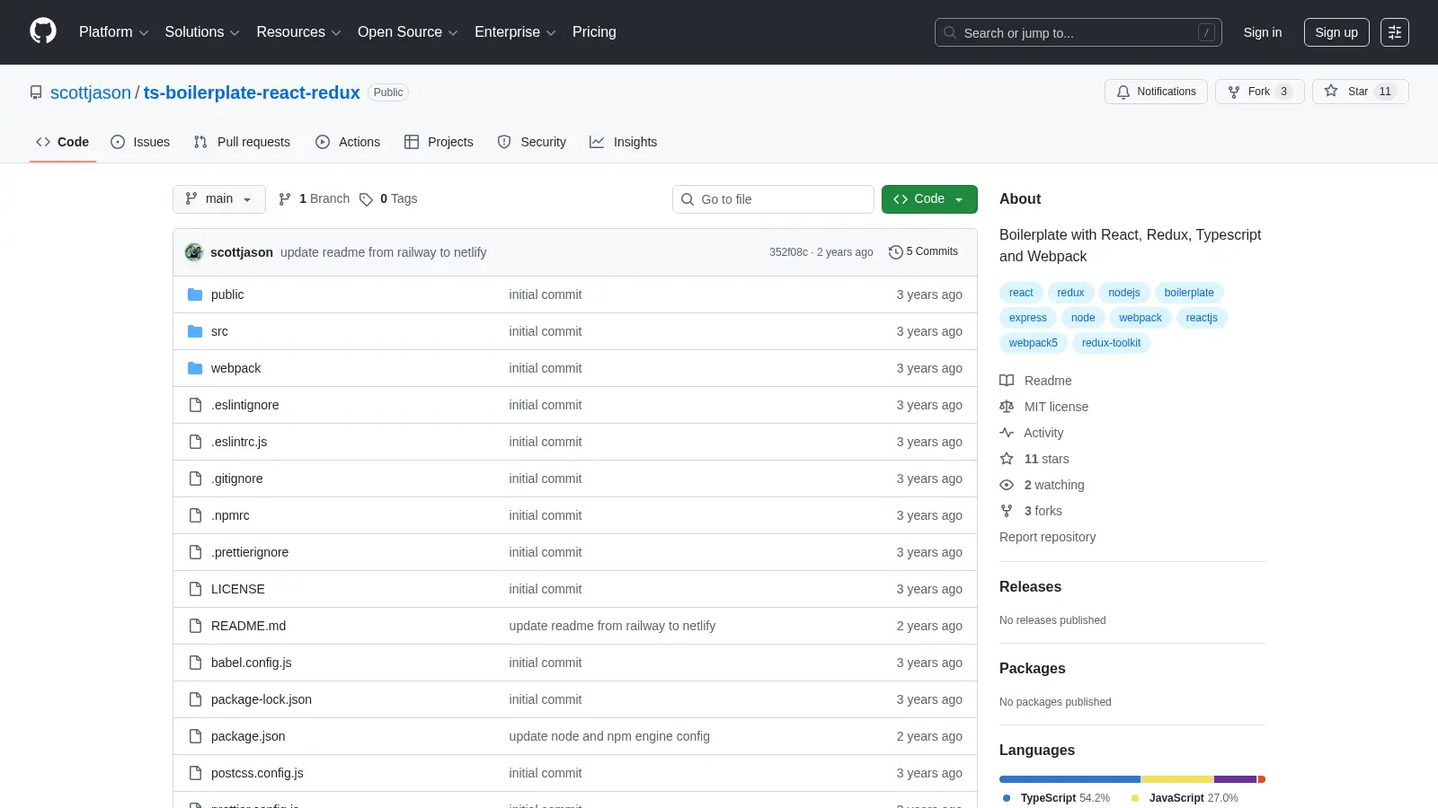 Ts Boilerplate React Redux screenshot