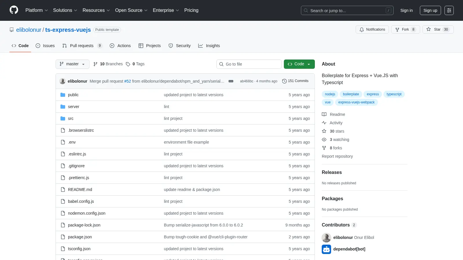 Ts Express Vuejs screenshot