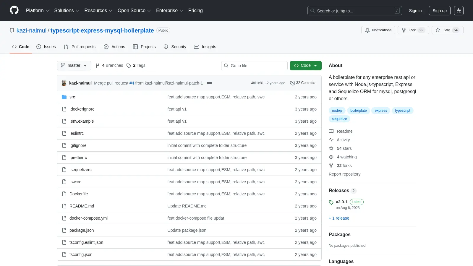 Typescript Express Mysql Boilerplate screenshot