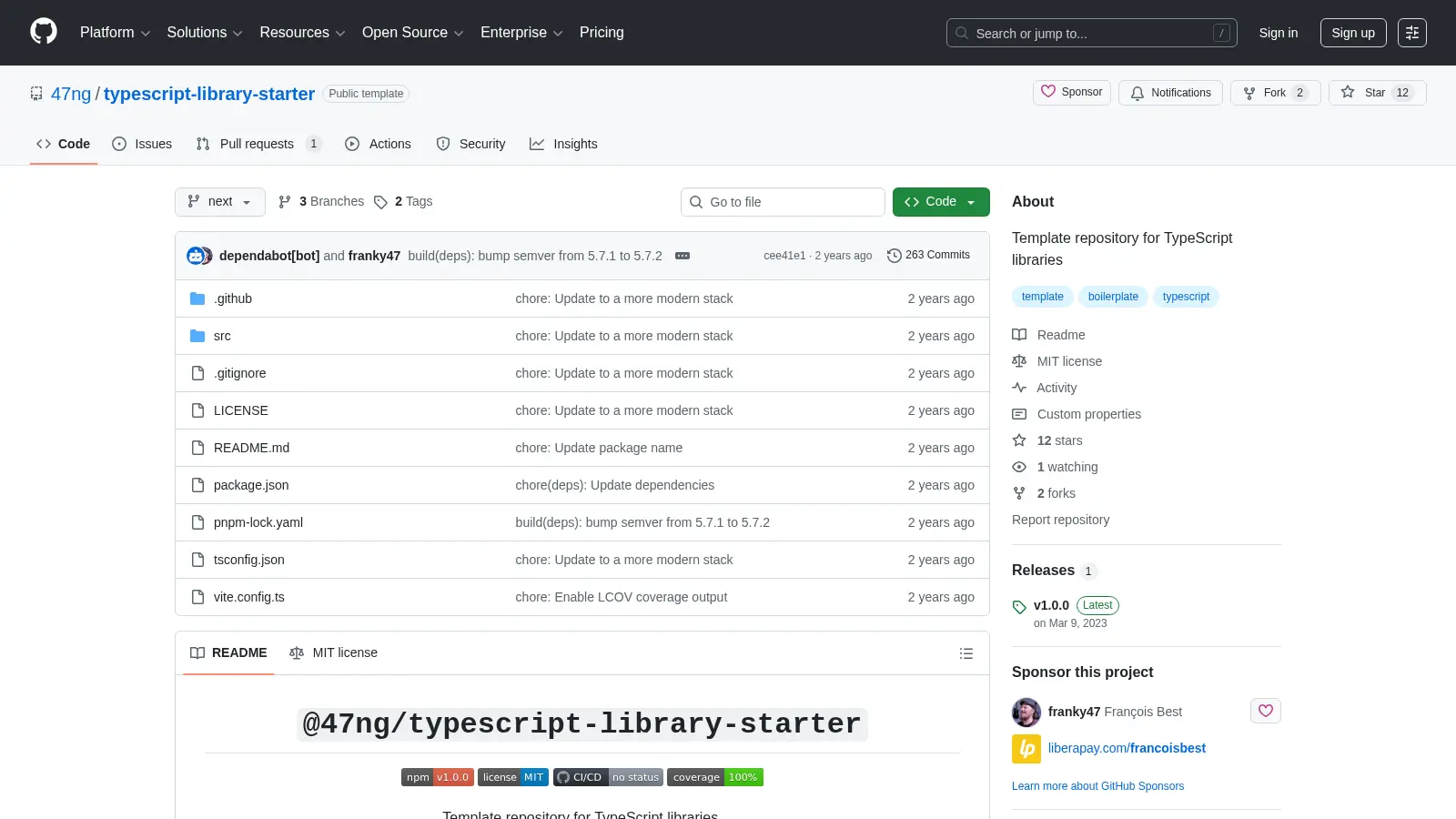 Typescript Library Starter screenshot