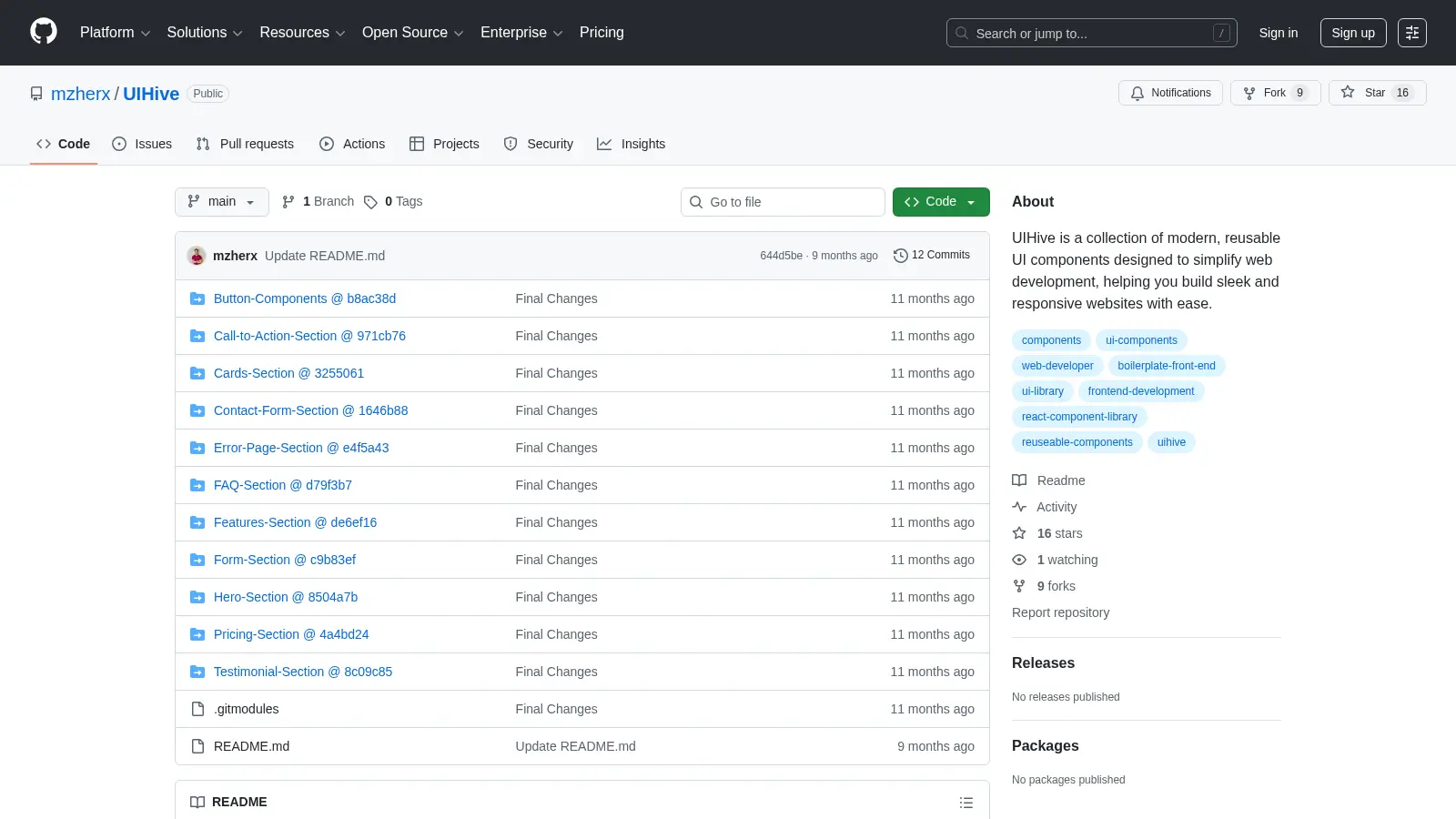 Uihive screenshot