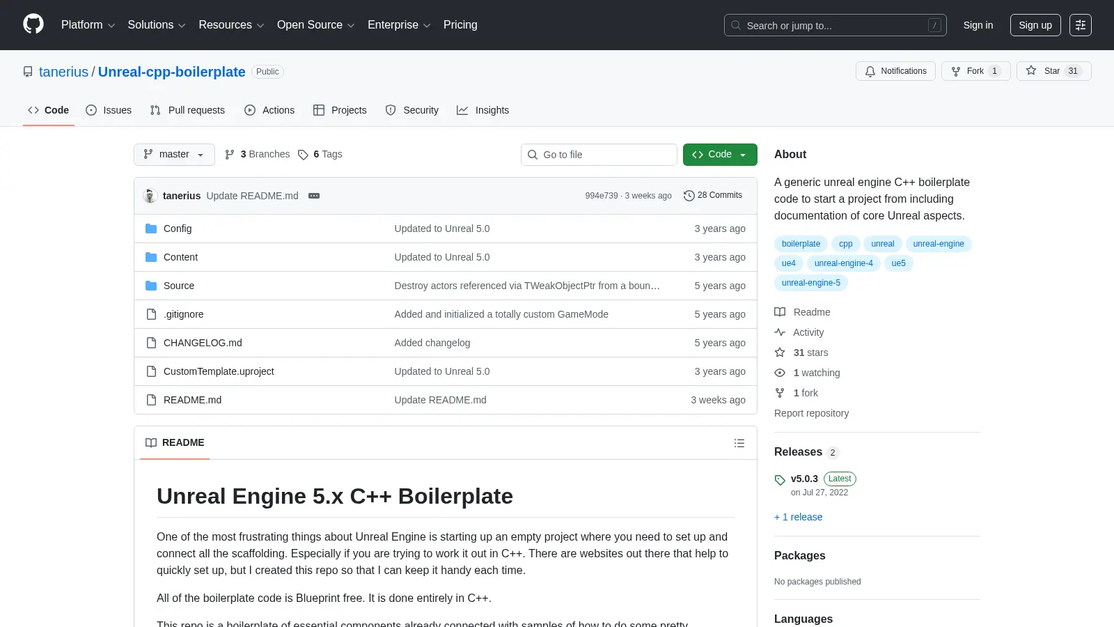 Unreal Cpp Boilerplate screenshot