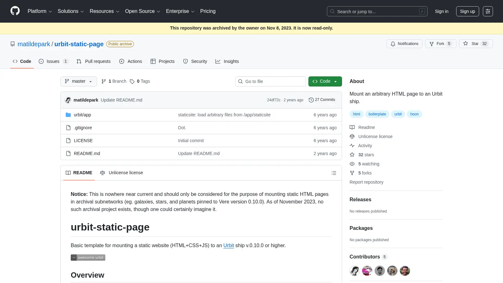 Urbit Static Page screenshot