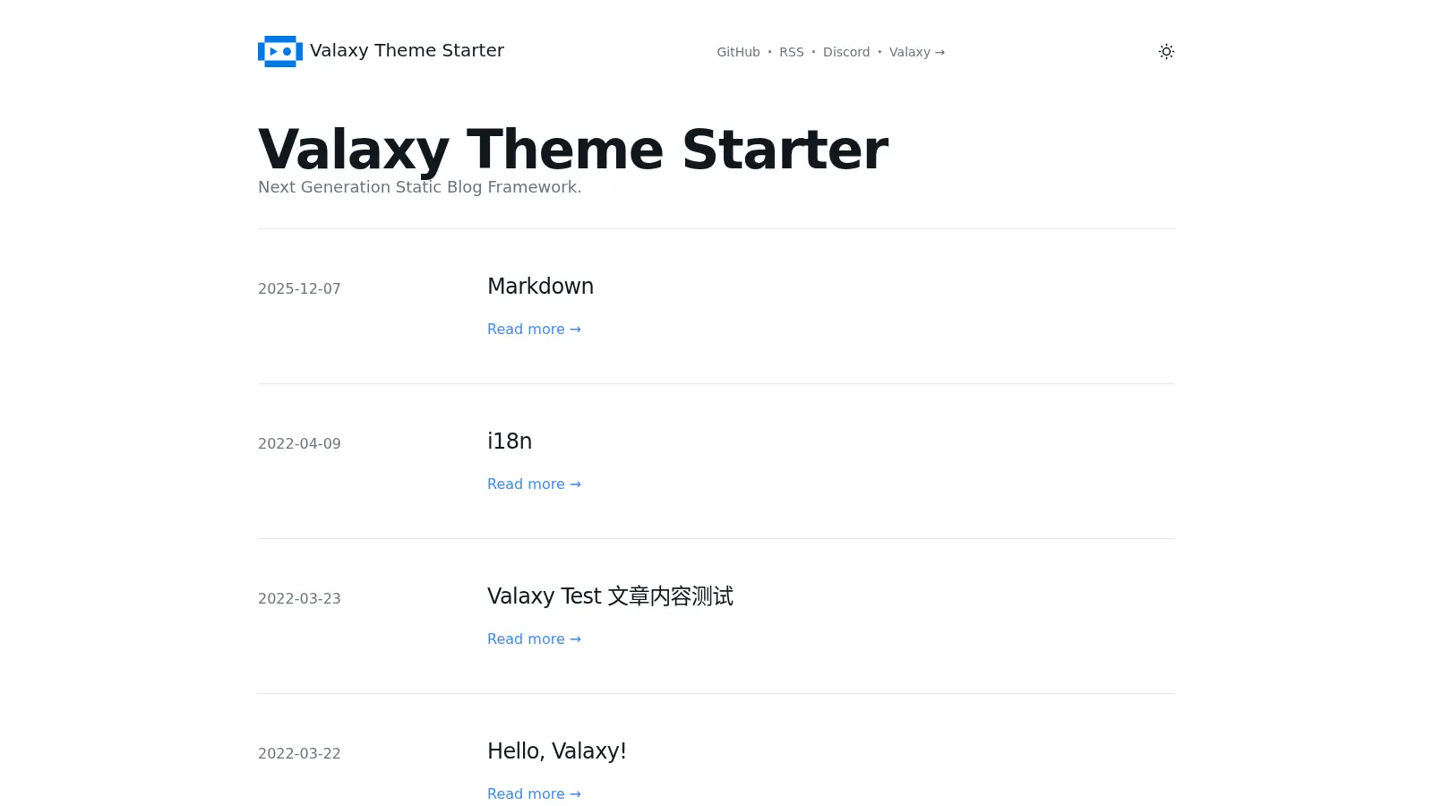 Valaxy Theme Starter screenshot