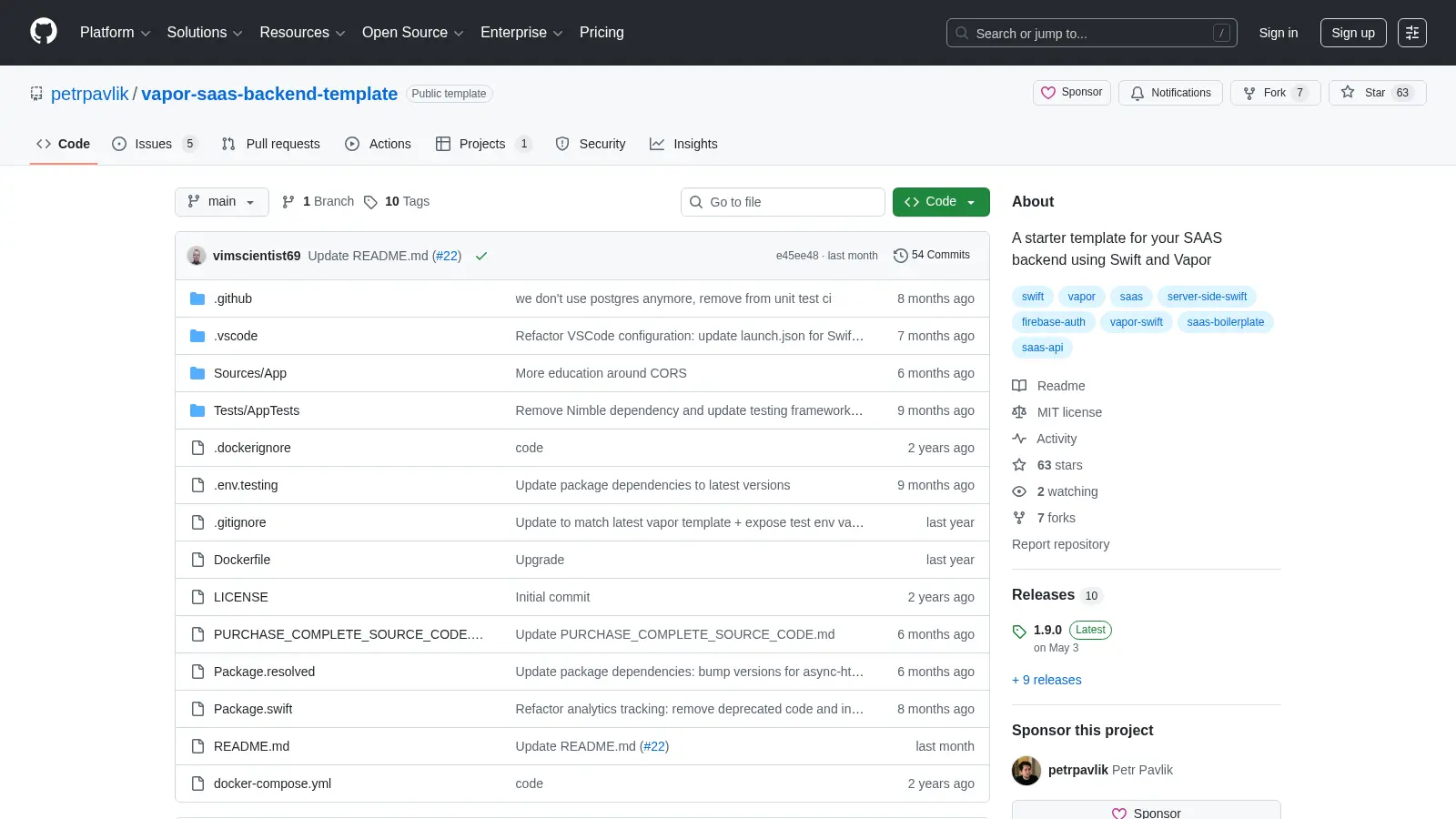 Vapor Saas Backend Template screenshot