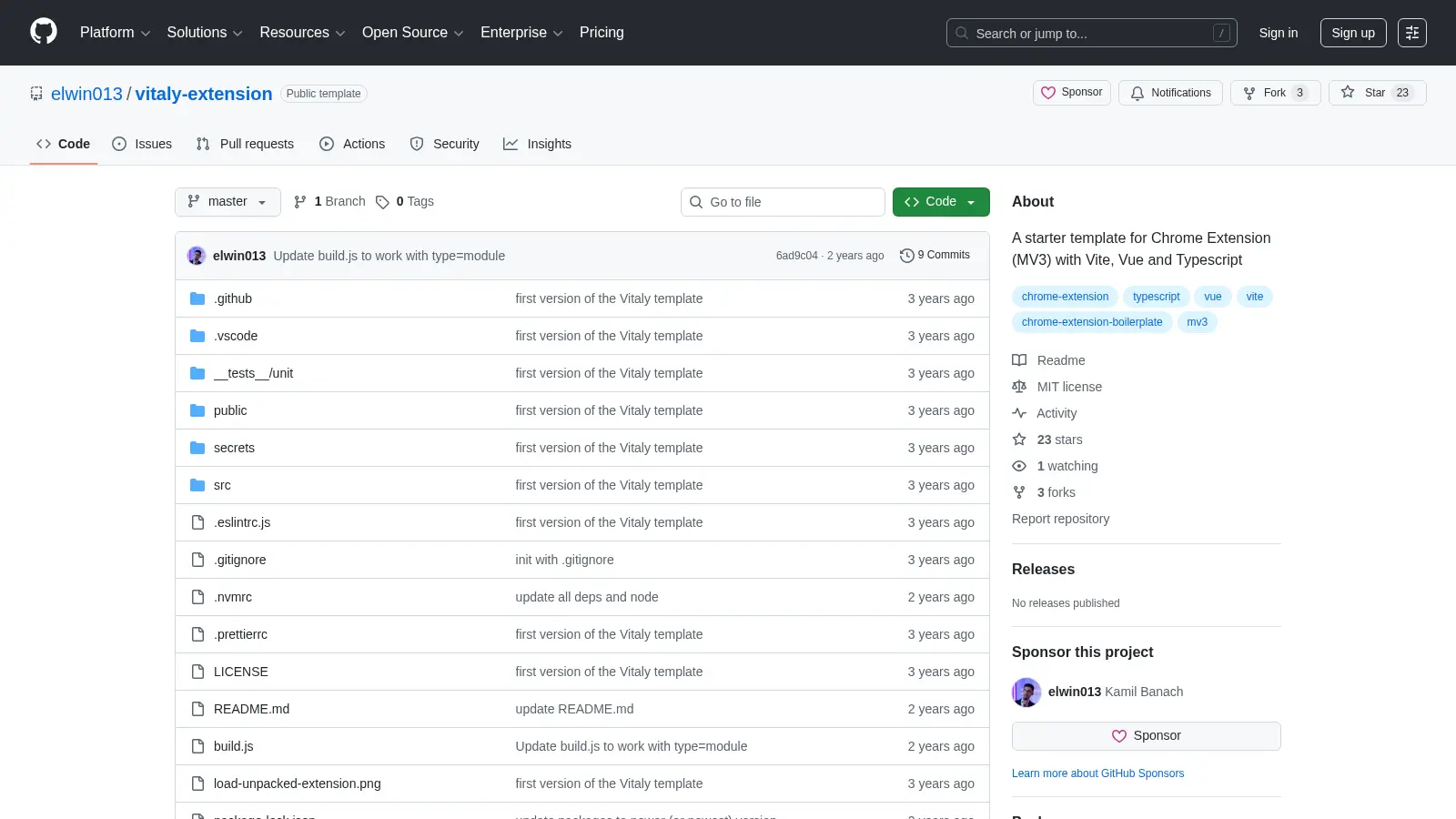 Vitaly Extension screenshot