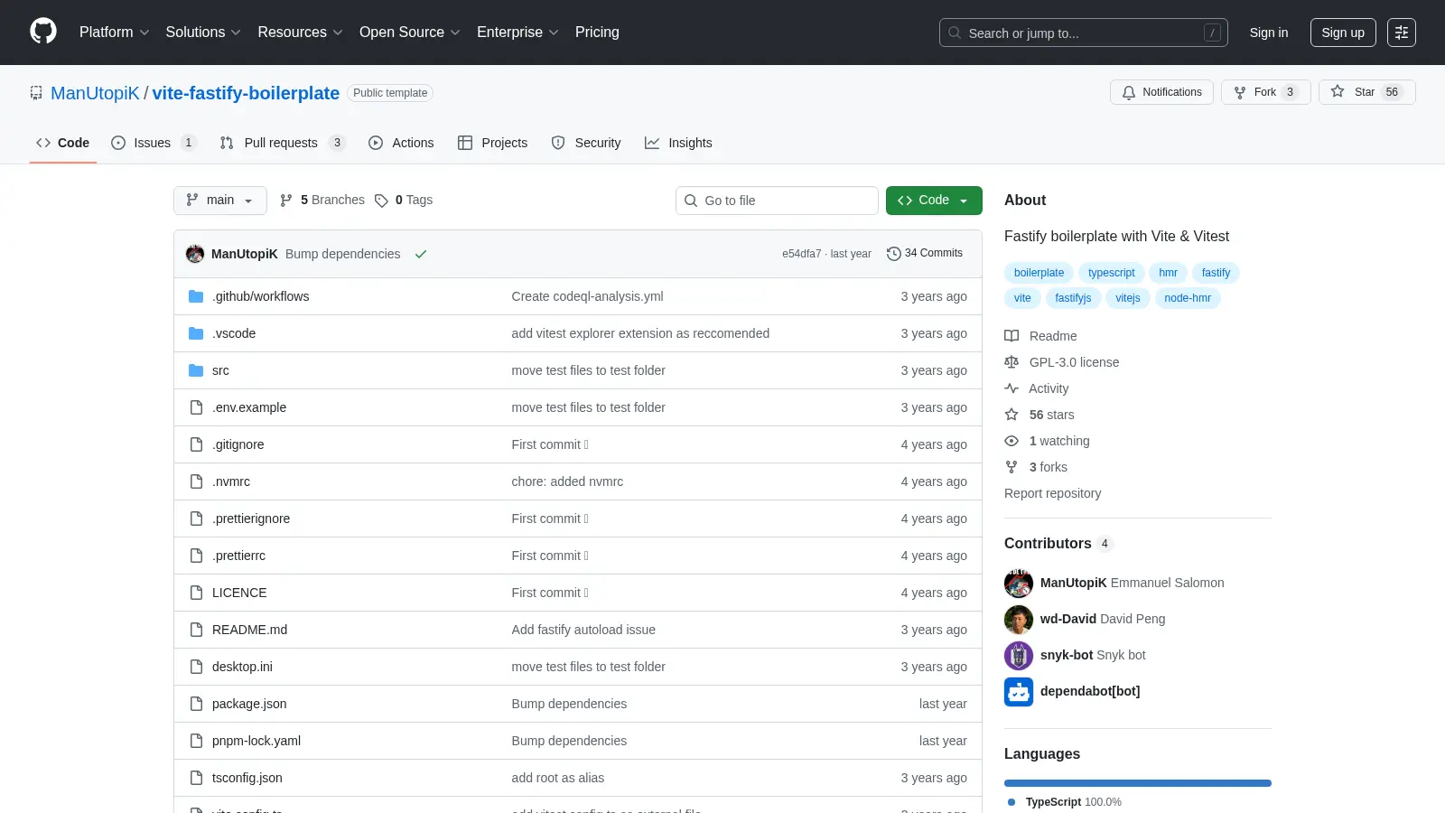 Vite Fastify Boilerplate screenshot