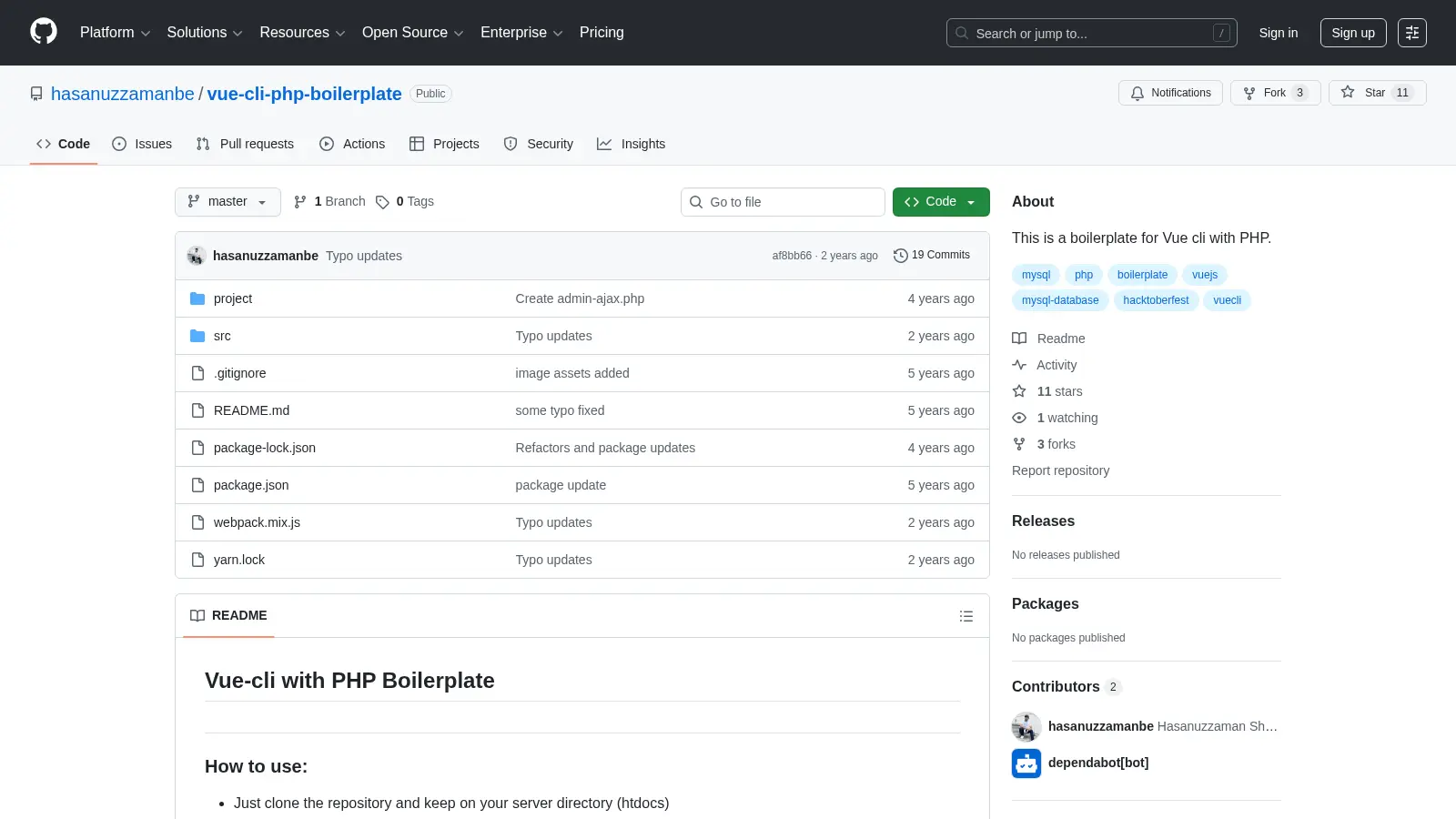 Vue Cli Php Boilerplate screenshot