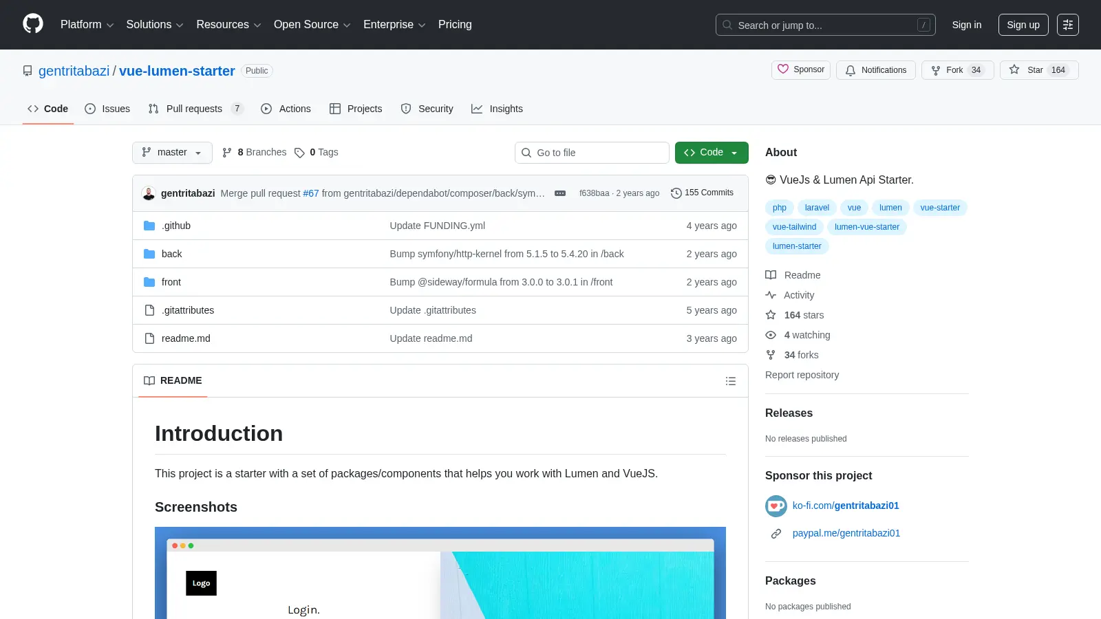 Vue Lumen Starter screenshot