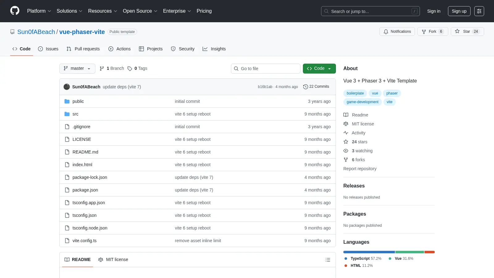 Vue Phaser Vite screenshot