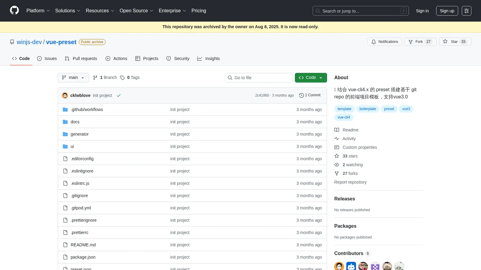 Vue Preset screenshot