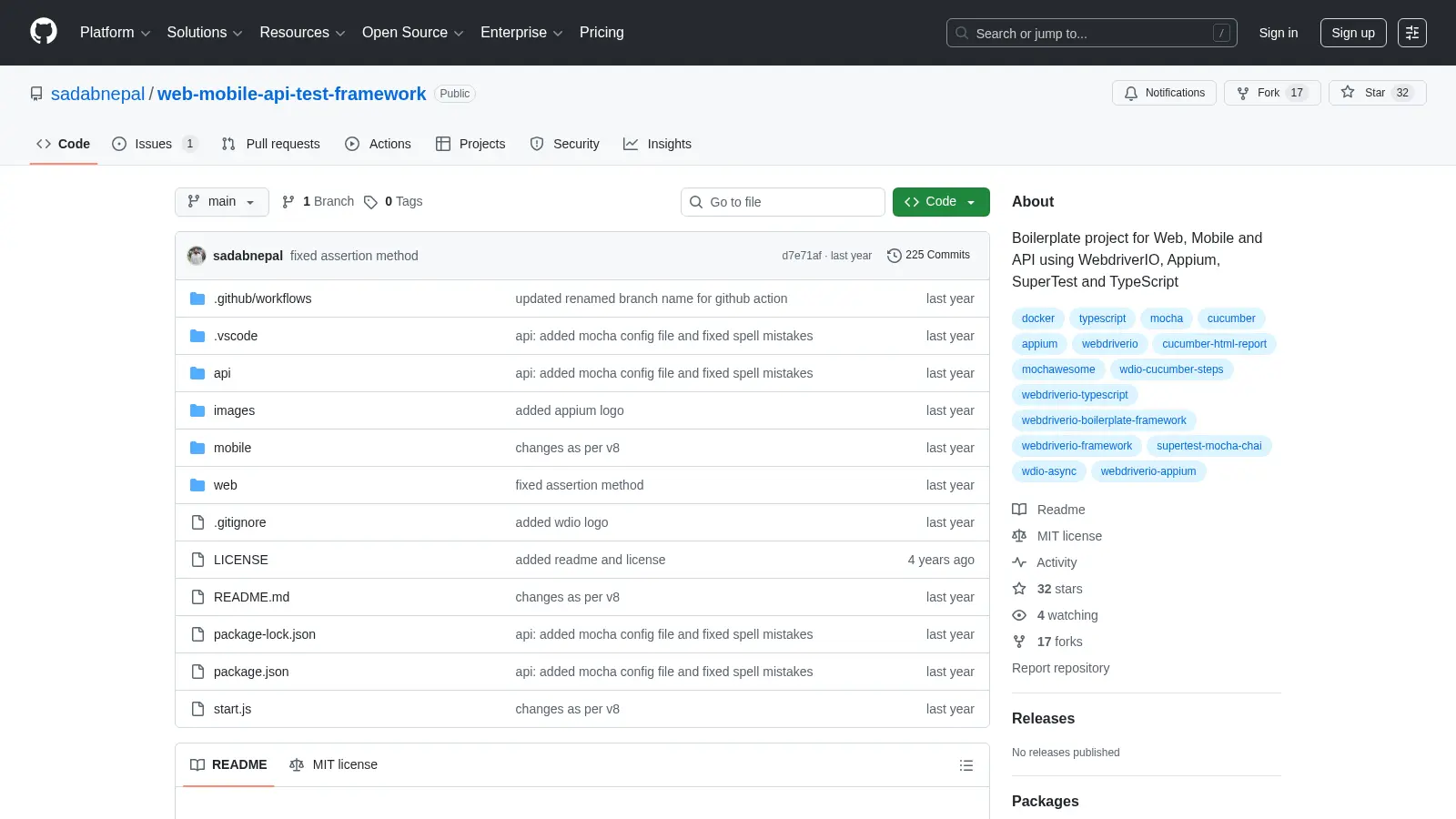 Web Mobile Api Test Framework screenshot