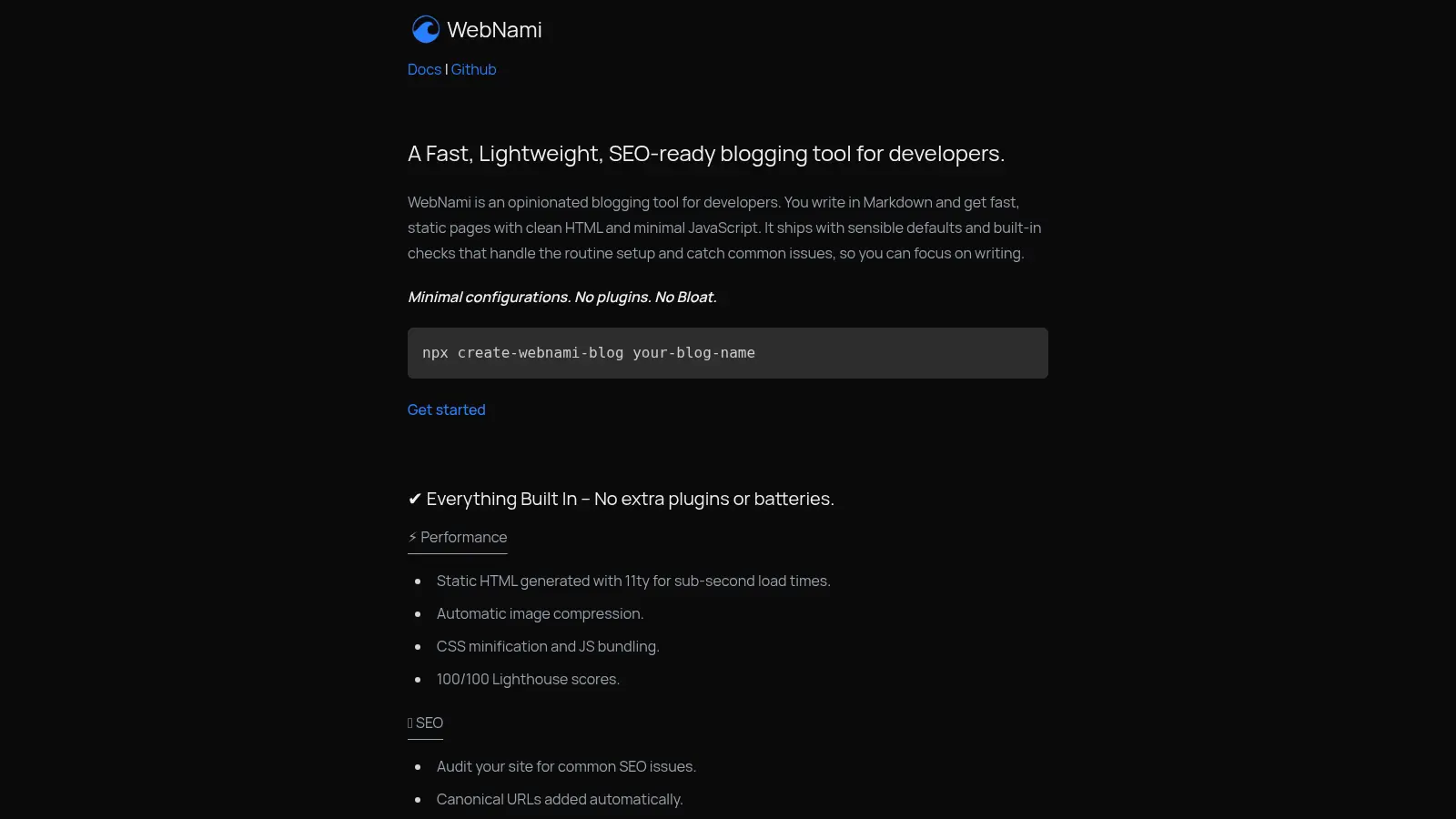 Webnami screenshot